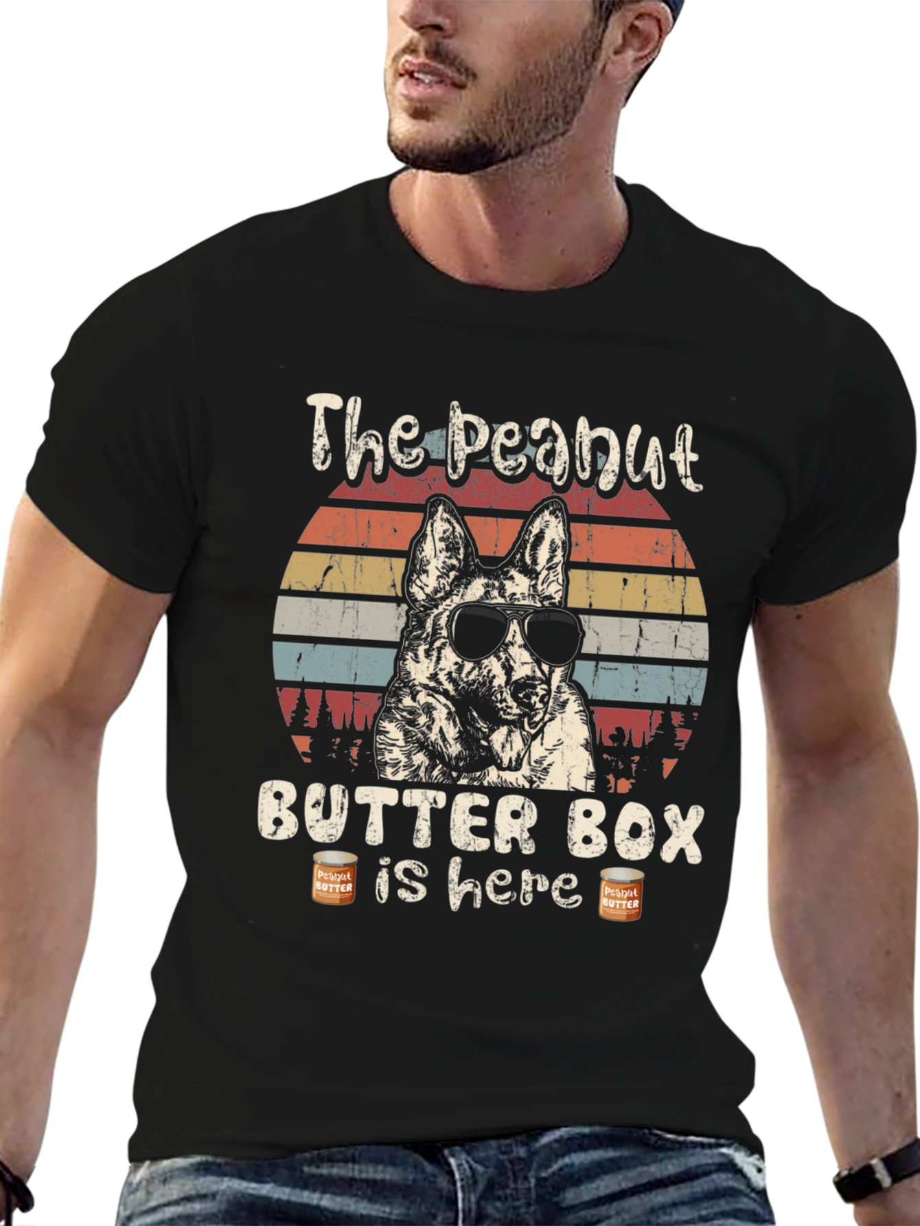 Peanut Butter Box Dog Graphic T-Shirt