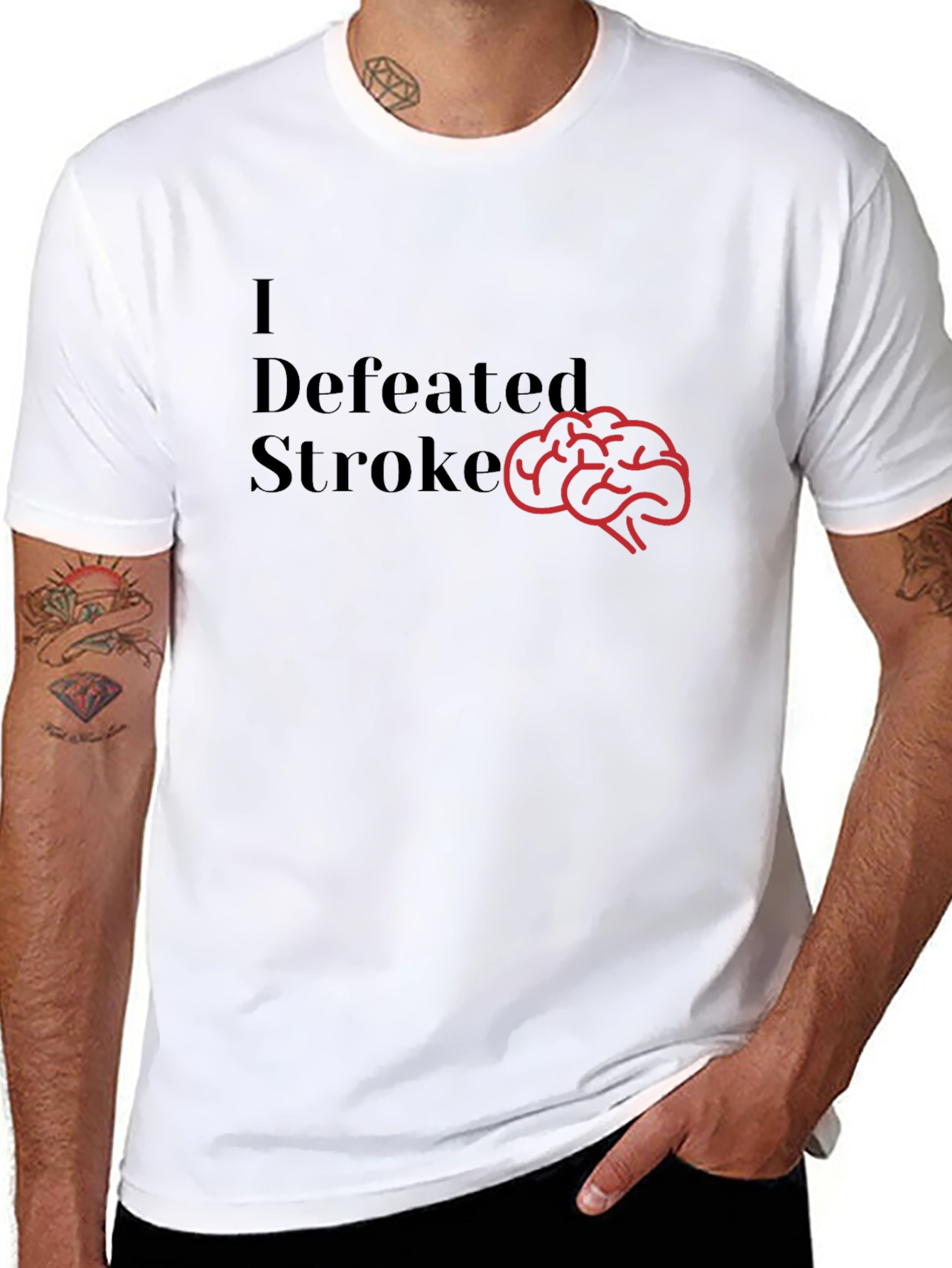 I Defeated Stroke T-Shirt Brain Graphic Tee