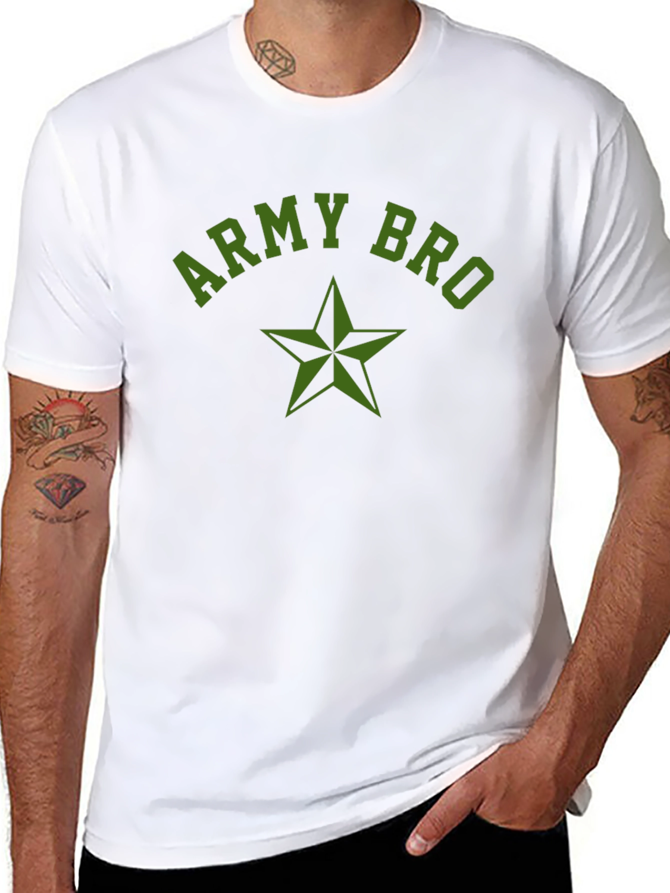 Army Bro Black T-Shirt with Star