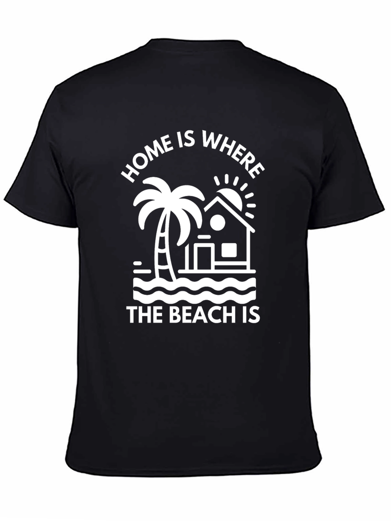 Home Is Where The Beach Is Black T-Shirt