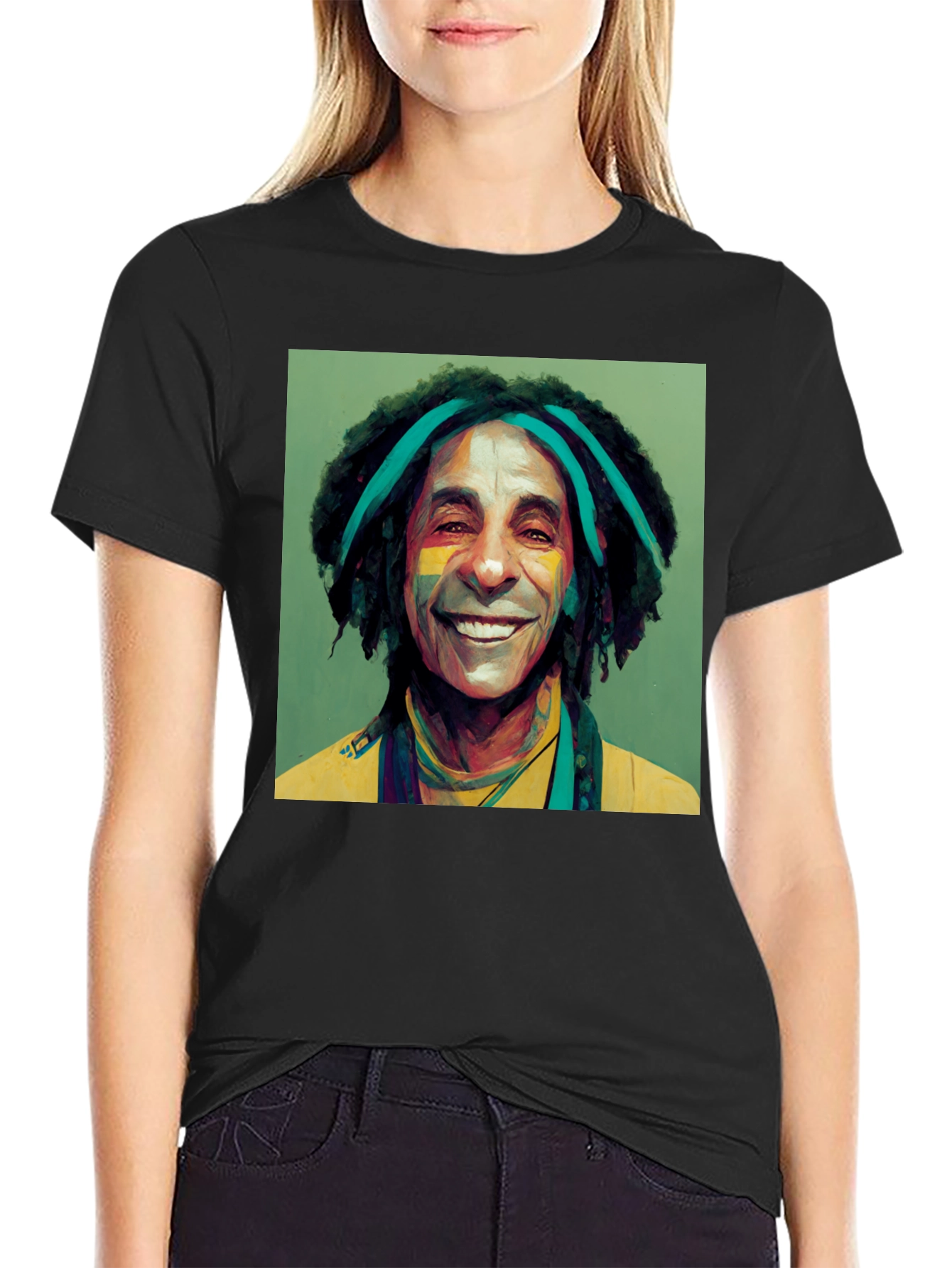 Reggae Artist Graphic Tee - Black Cotton Blend