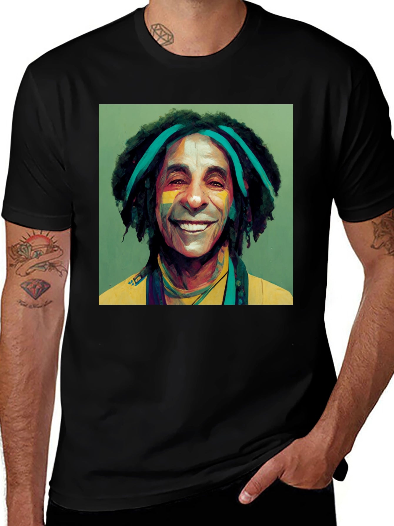 Reggae Artist Graphic Tee - Black Cotton Blend