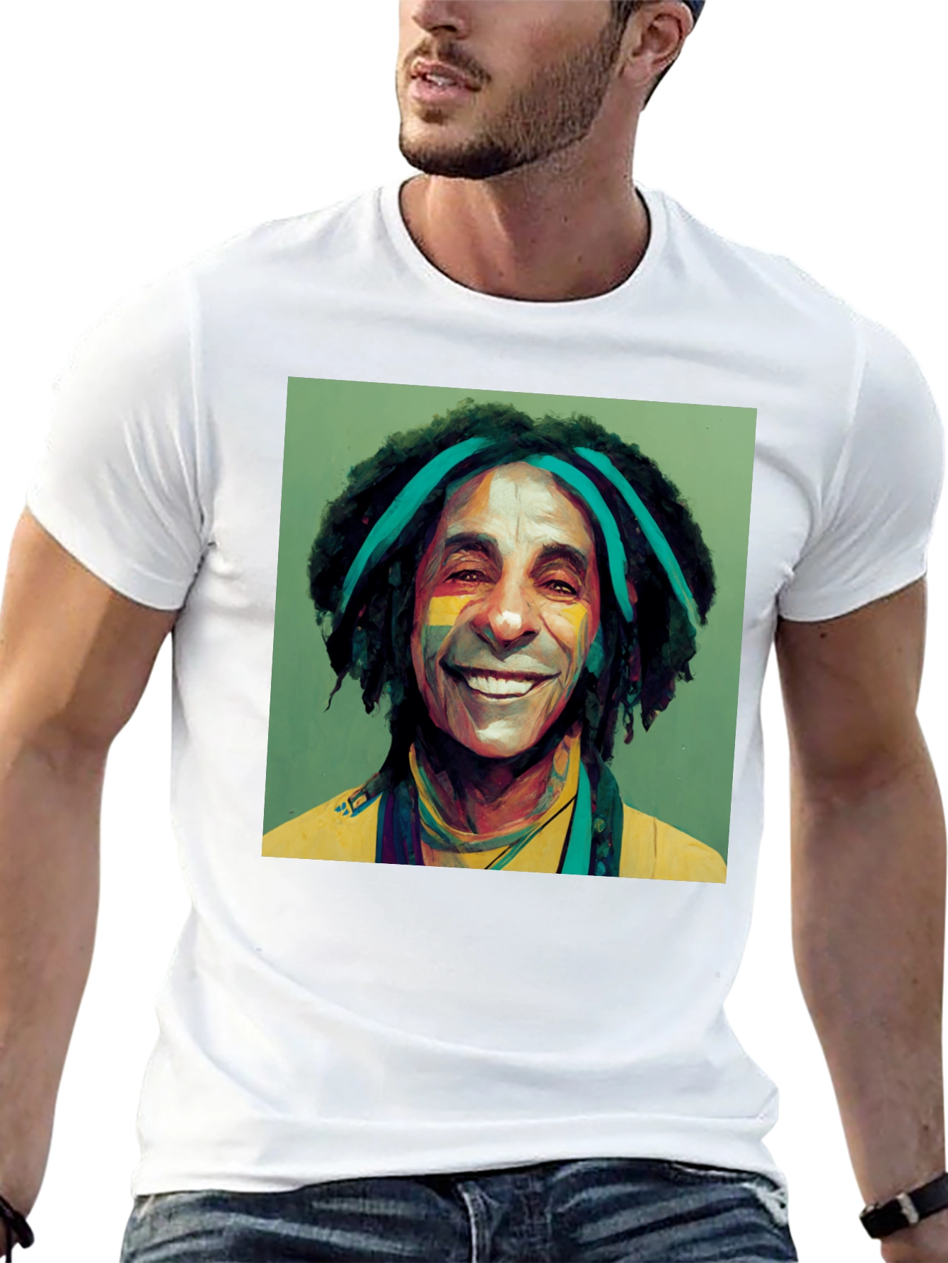 Reggae Artist Graphic Tee - Black Cotton Blend