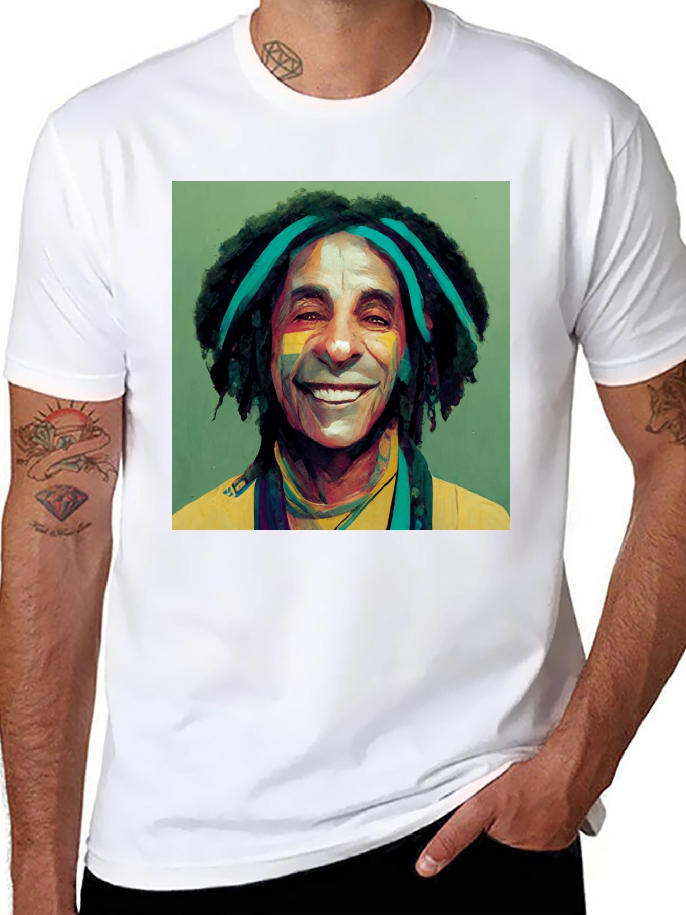 Reggae Artist Graphic Tee - Black Cotton Blend