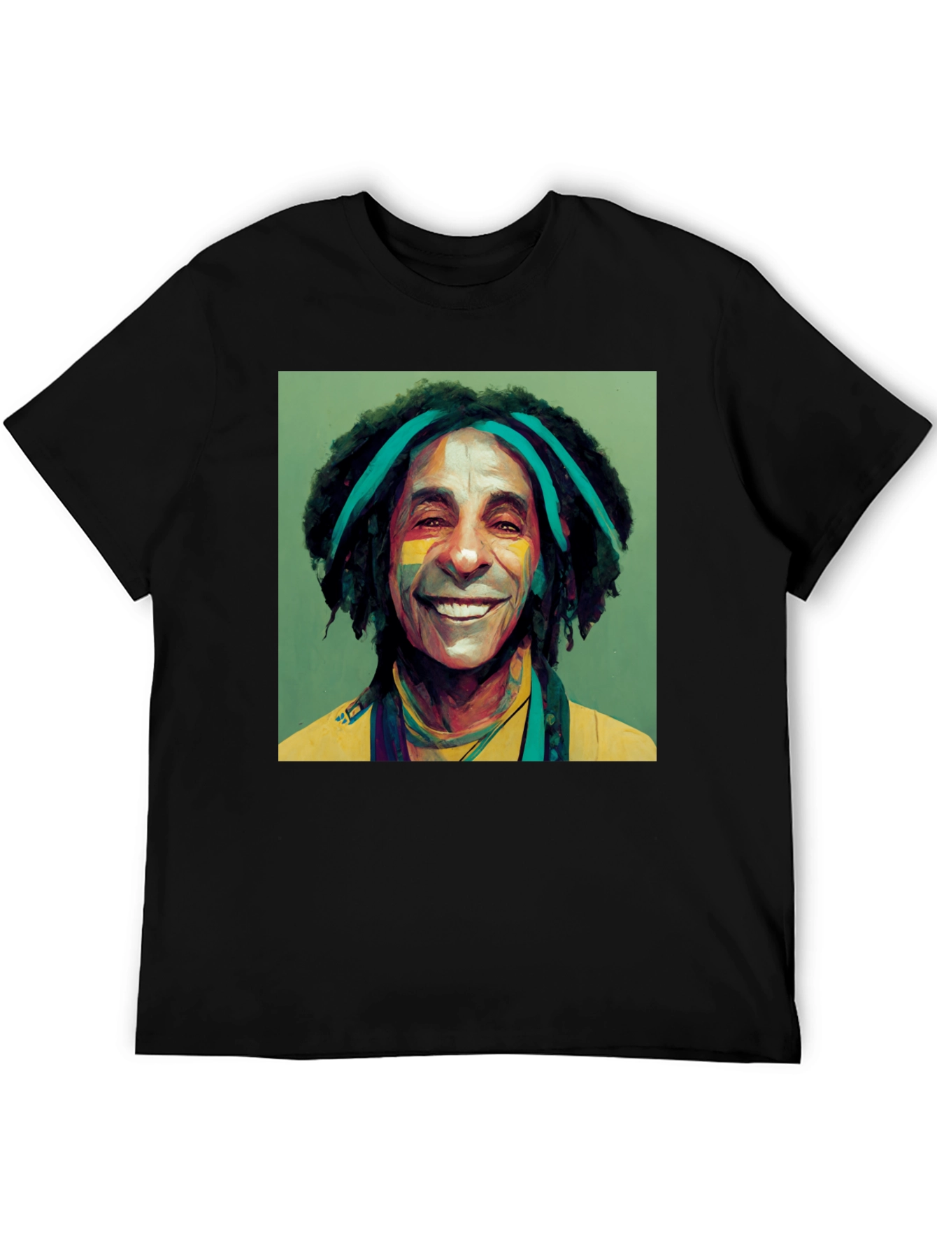 Reggae Artist Graphic Tee - Black Cotton Blend
