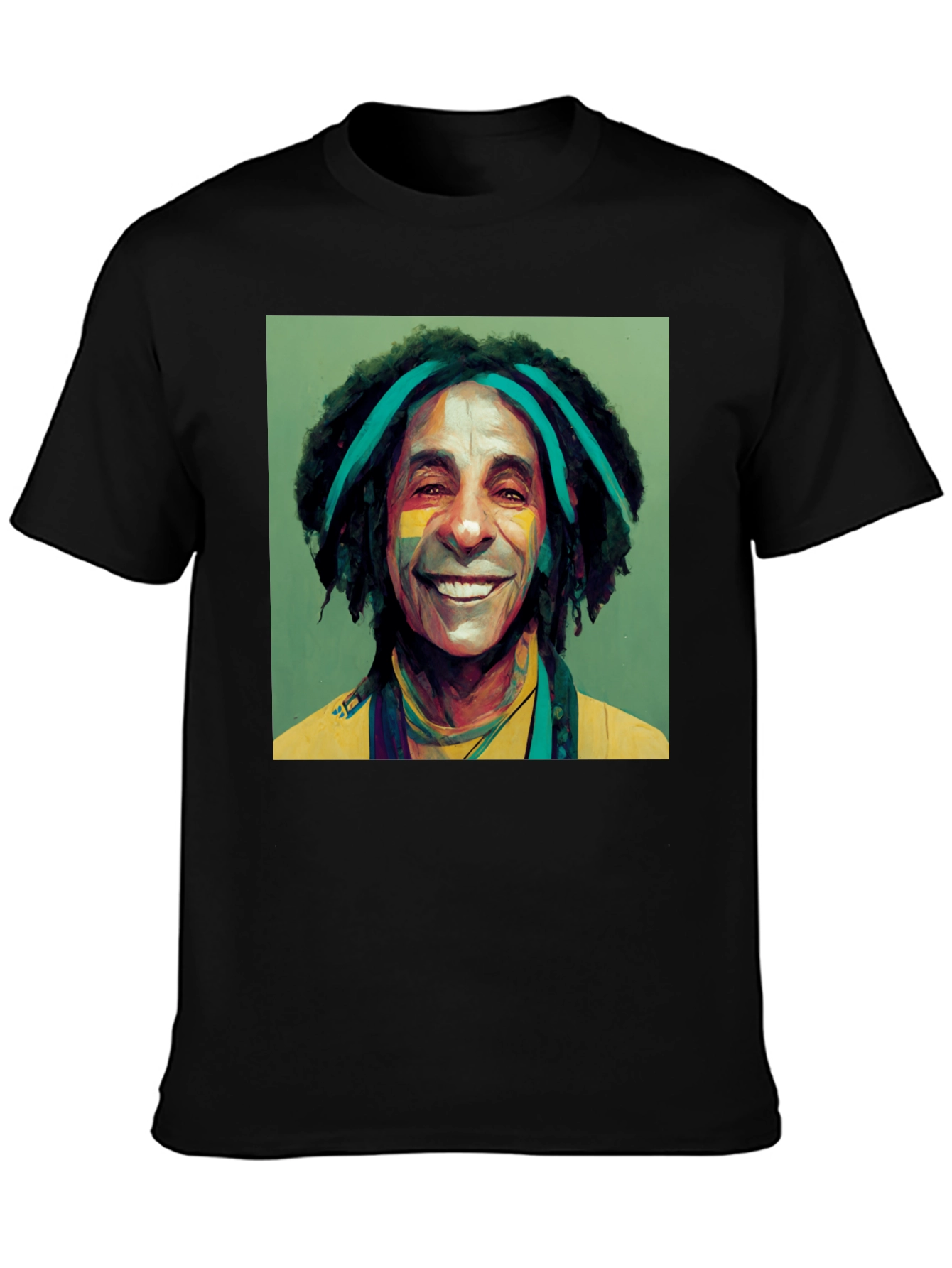 Reggae Artist Graphic Tee - Black Cotton Blend