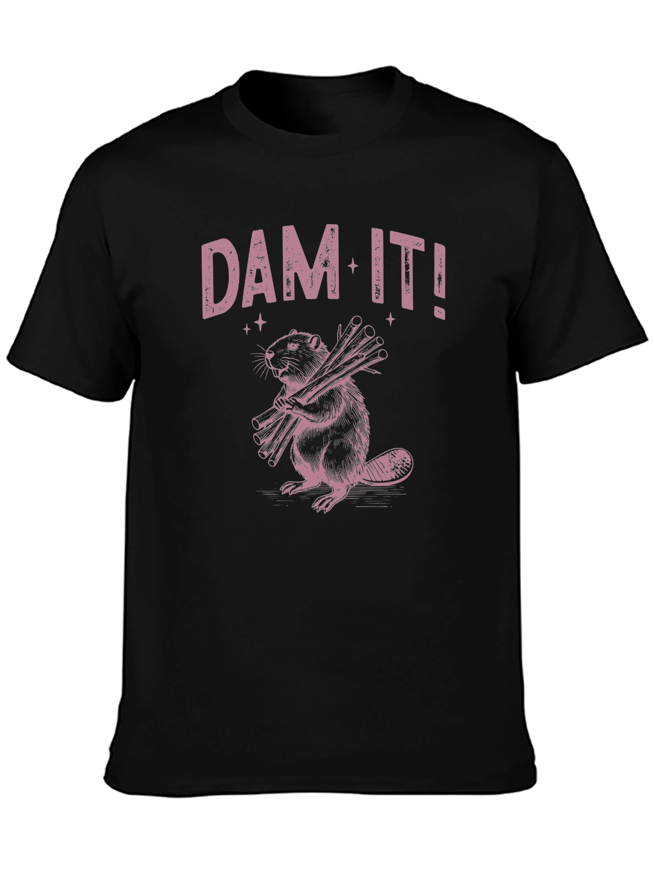 Dam It! Beaver Graphic Black T-Shirt