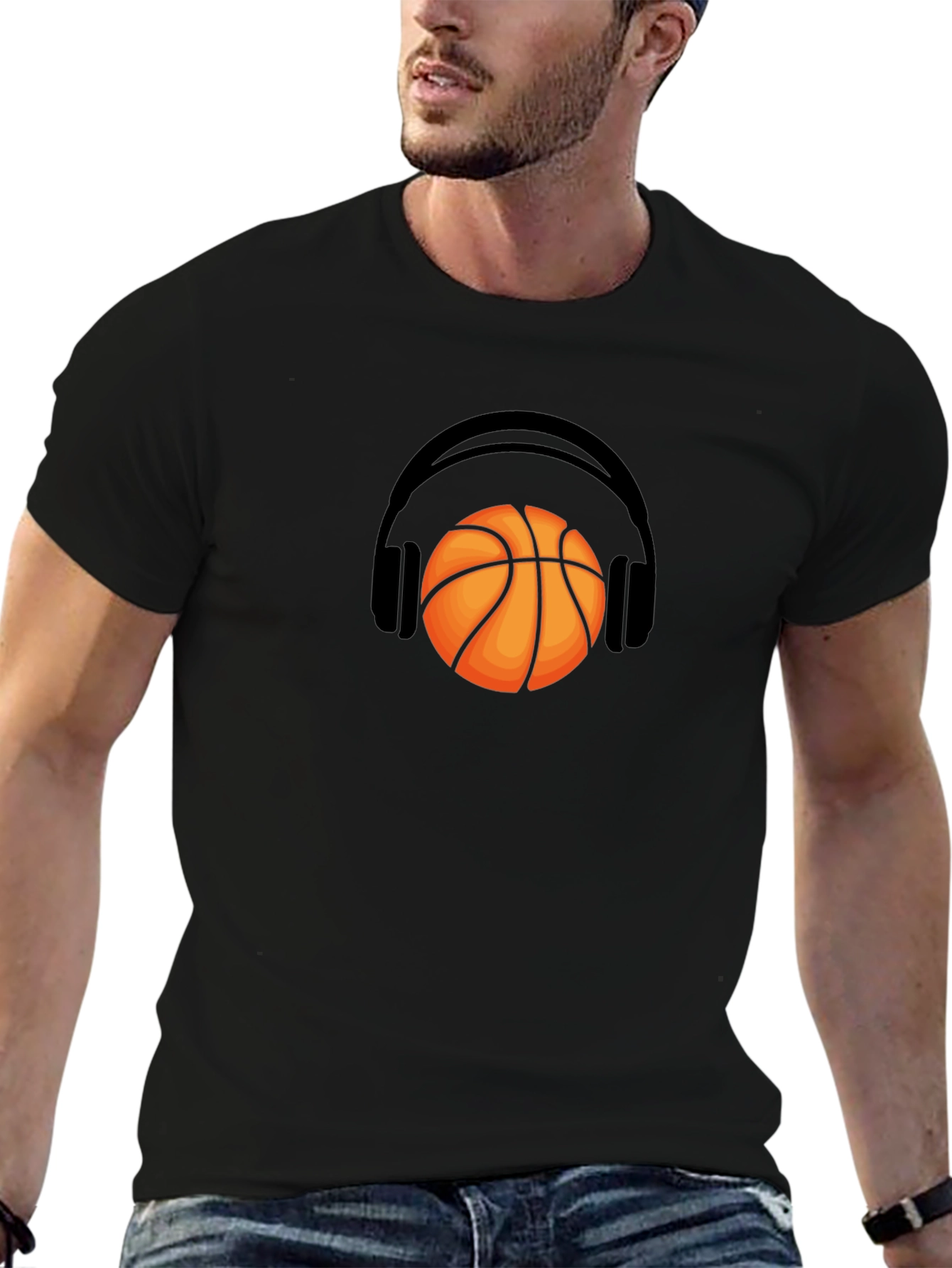 Basketball Headphones Graphic T-Shirt