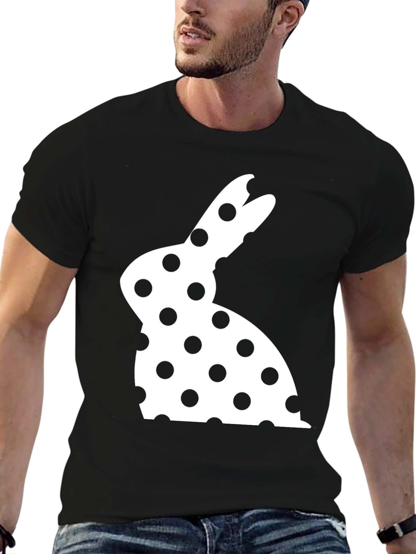 Polka Dot Easter Bunny T-Shirt - Black