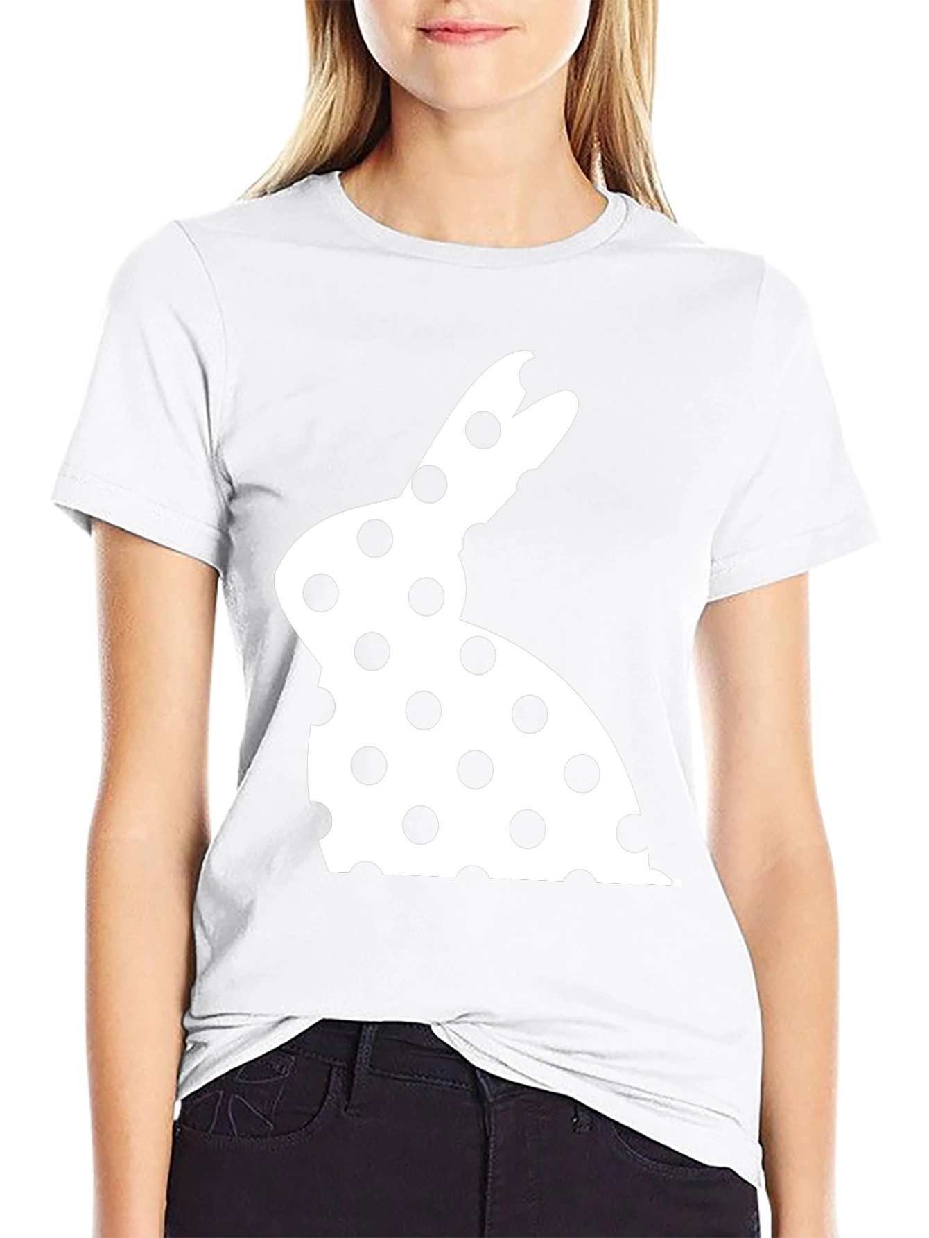 Polka Dot Easter Bunny T-Shirt - Black