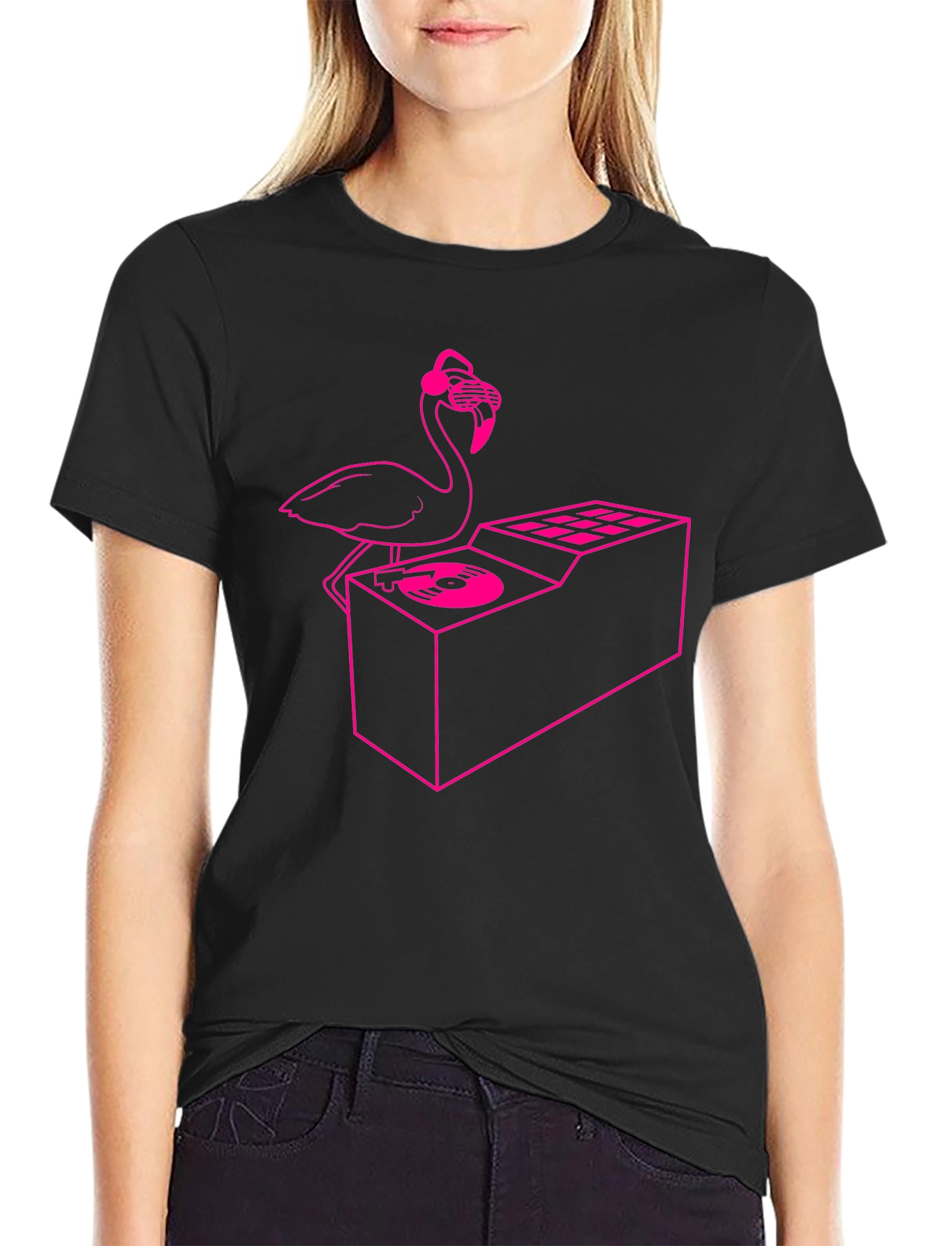 DJ Flamingo Graphic Tee - Cool & Unique Design