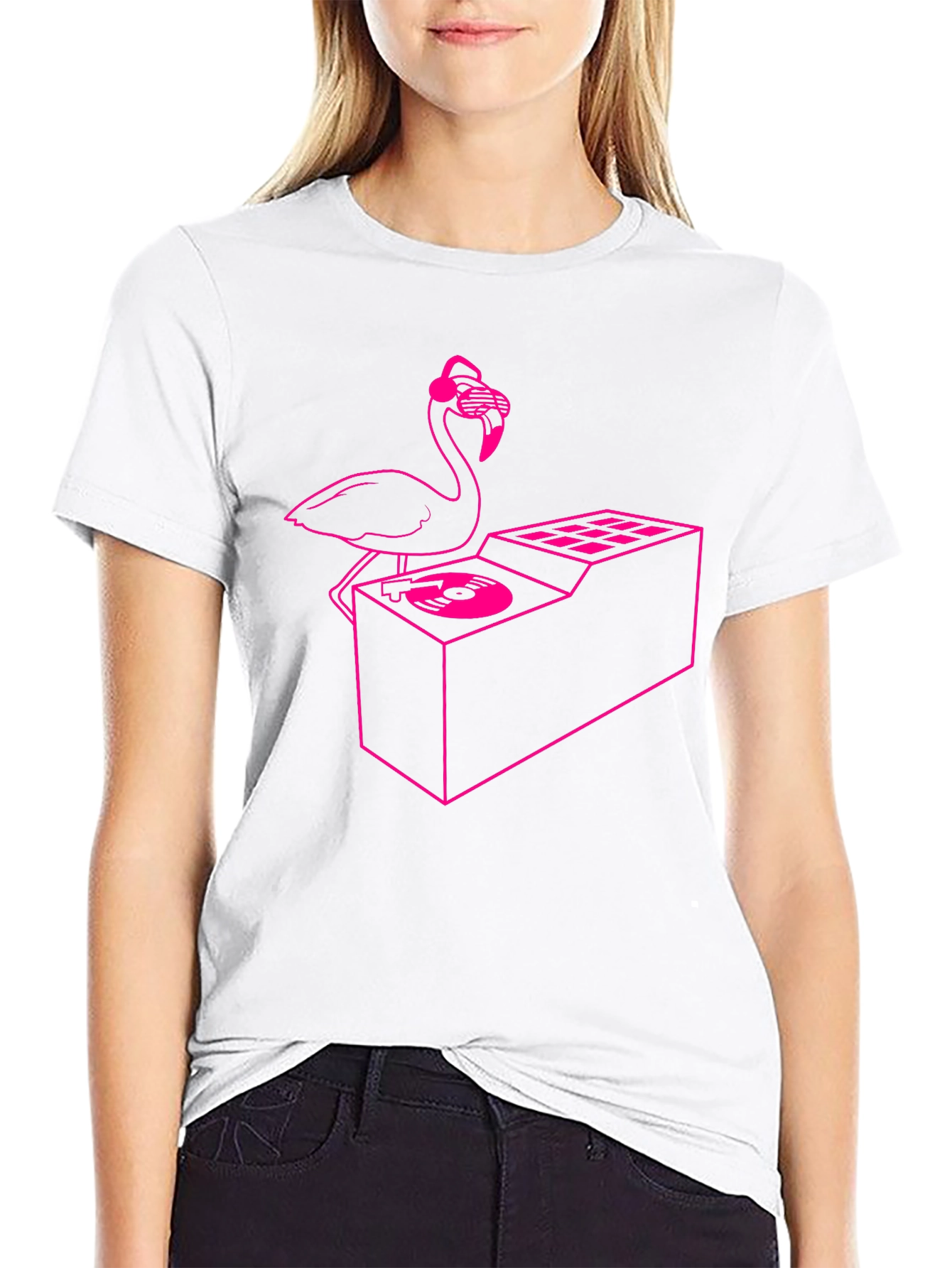 DJ Flamingo Graphic Tee - Cool & Unique Design