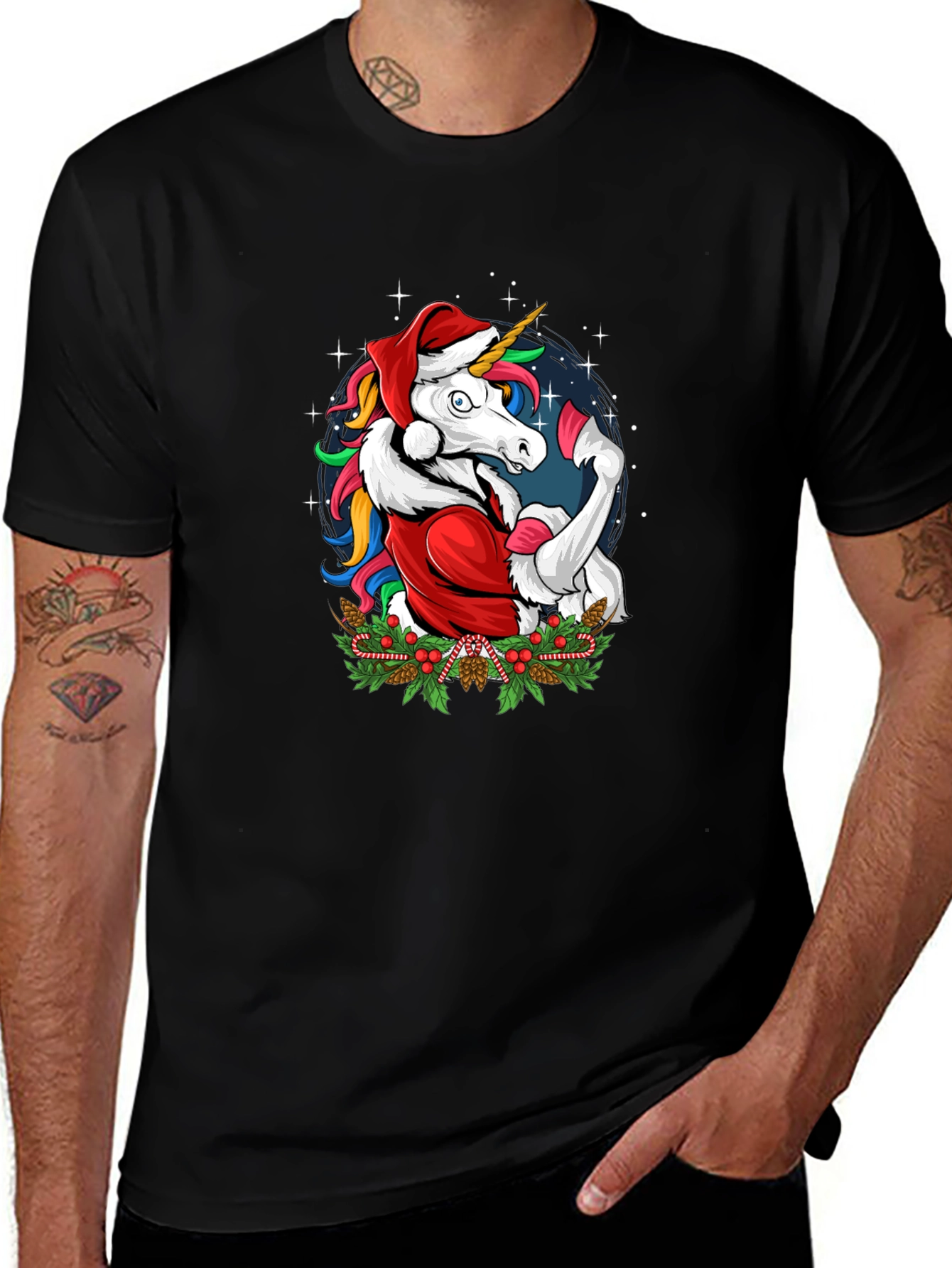 Christmas Unicorn Santa Graphic T-Shirt