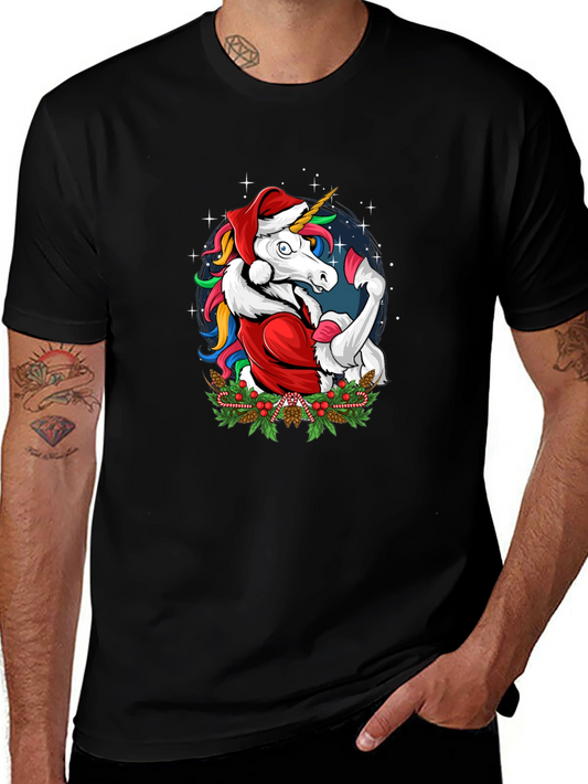 Christmas Unicorn Santa Graphic T-Shirt