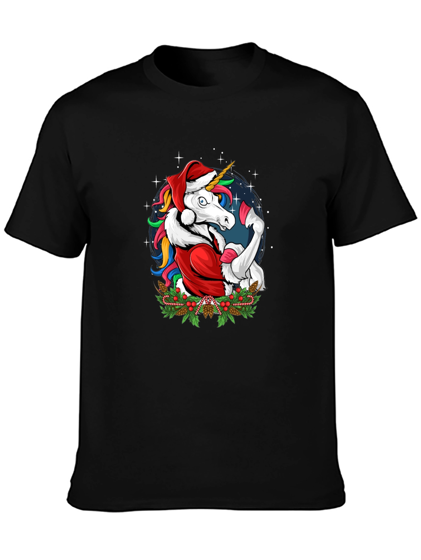Christmas Unicorn Santa Graphic T-Shirt