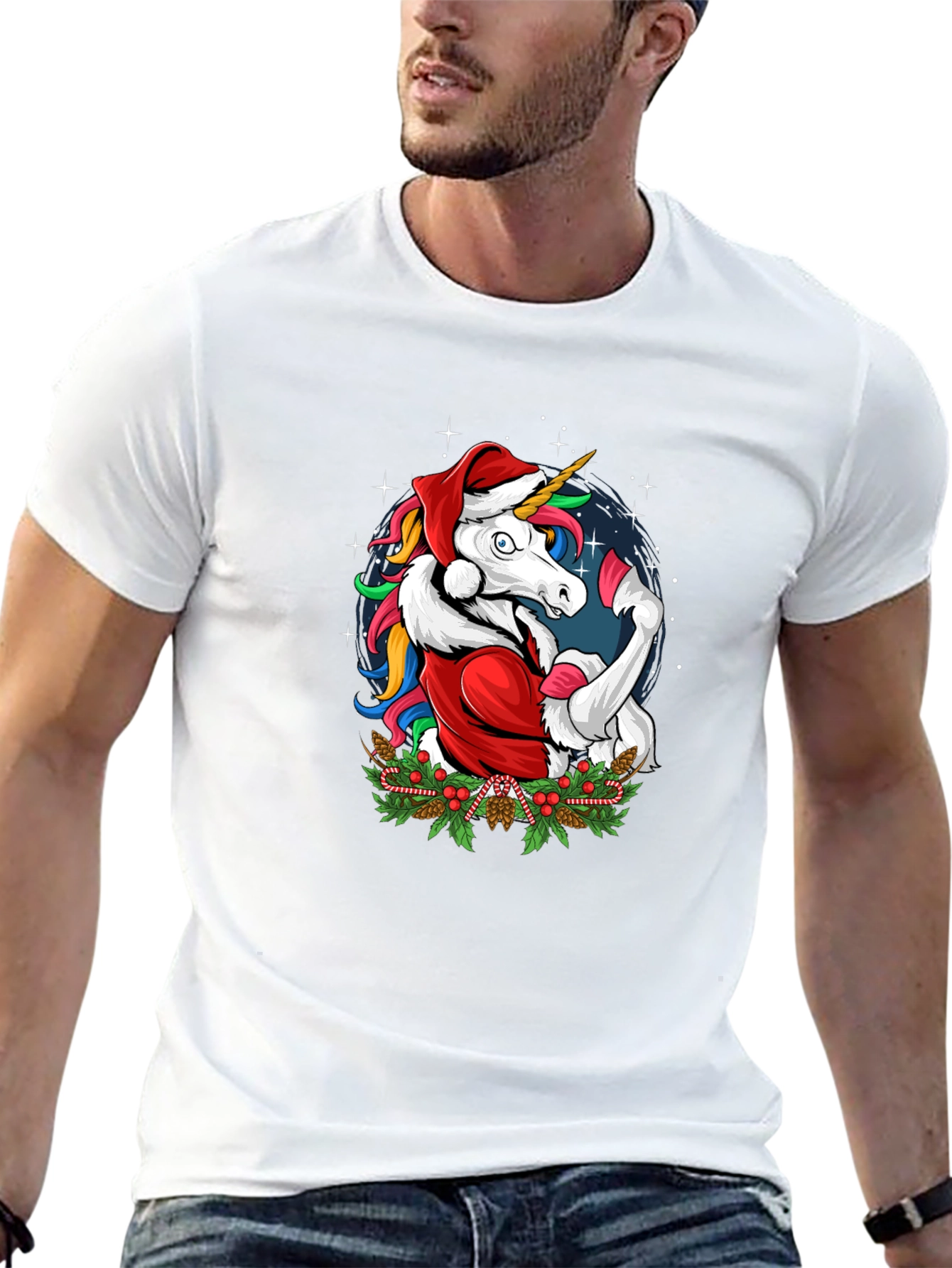 Christmas Unicorn Santa Graphic T-Shirt