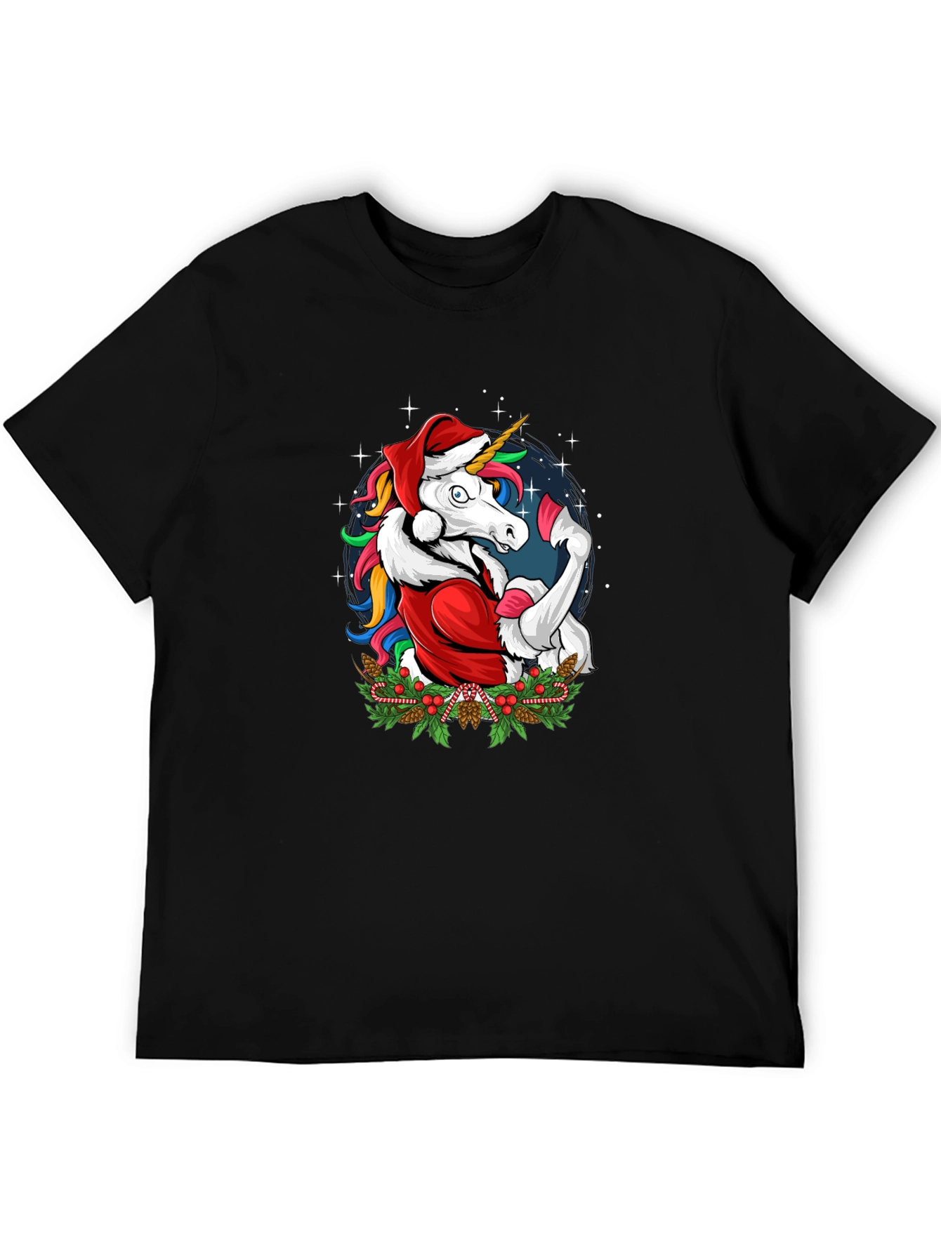 Christmas Unicorn Santa Graphic T-Shirt
