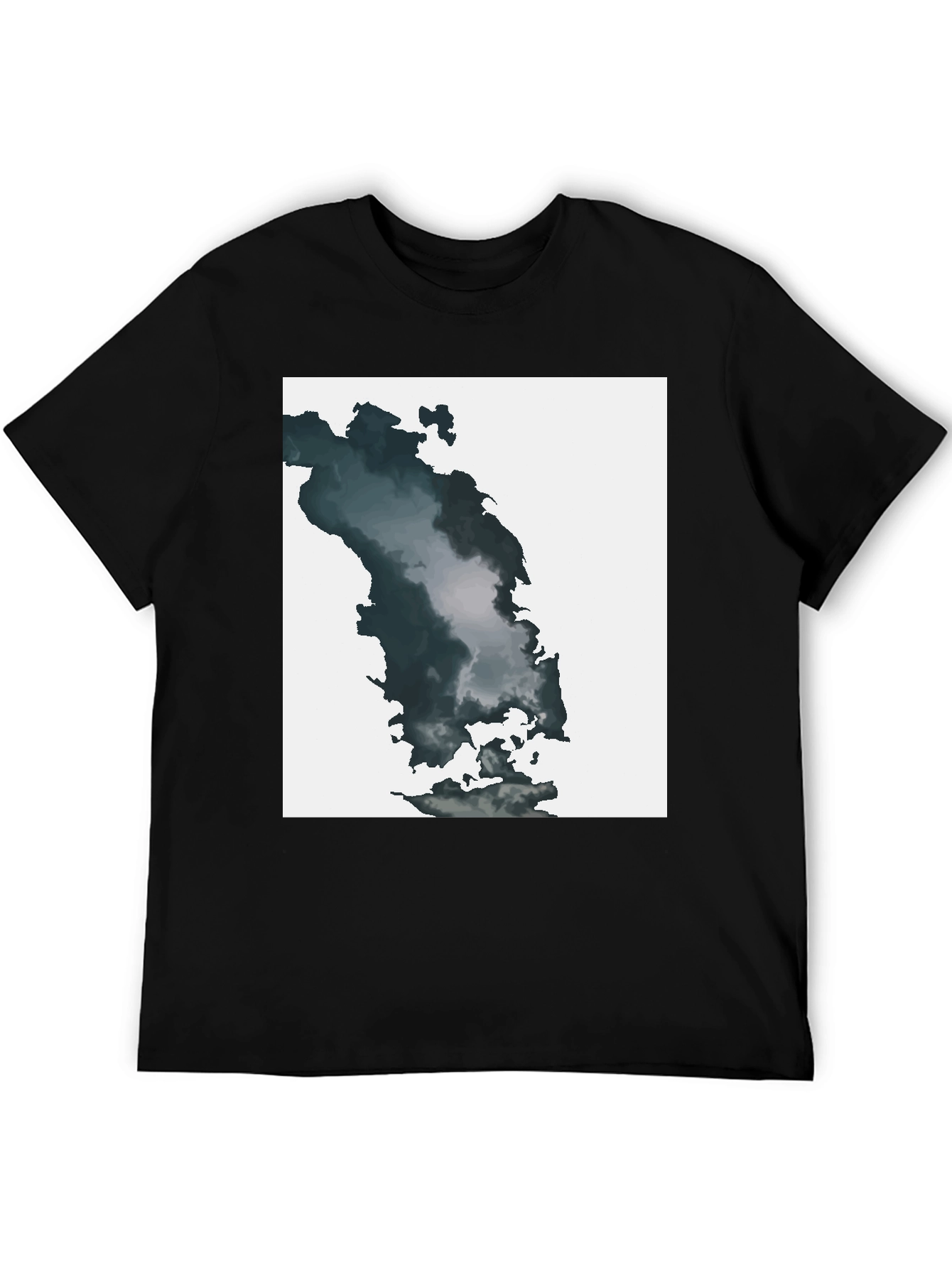 Abstract Cloudscape Graphic Tee - Soft Black Cotton Blend