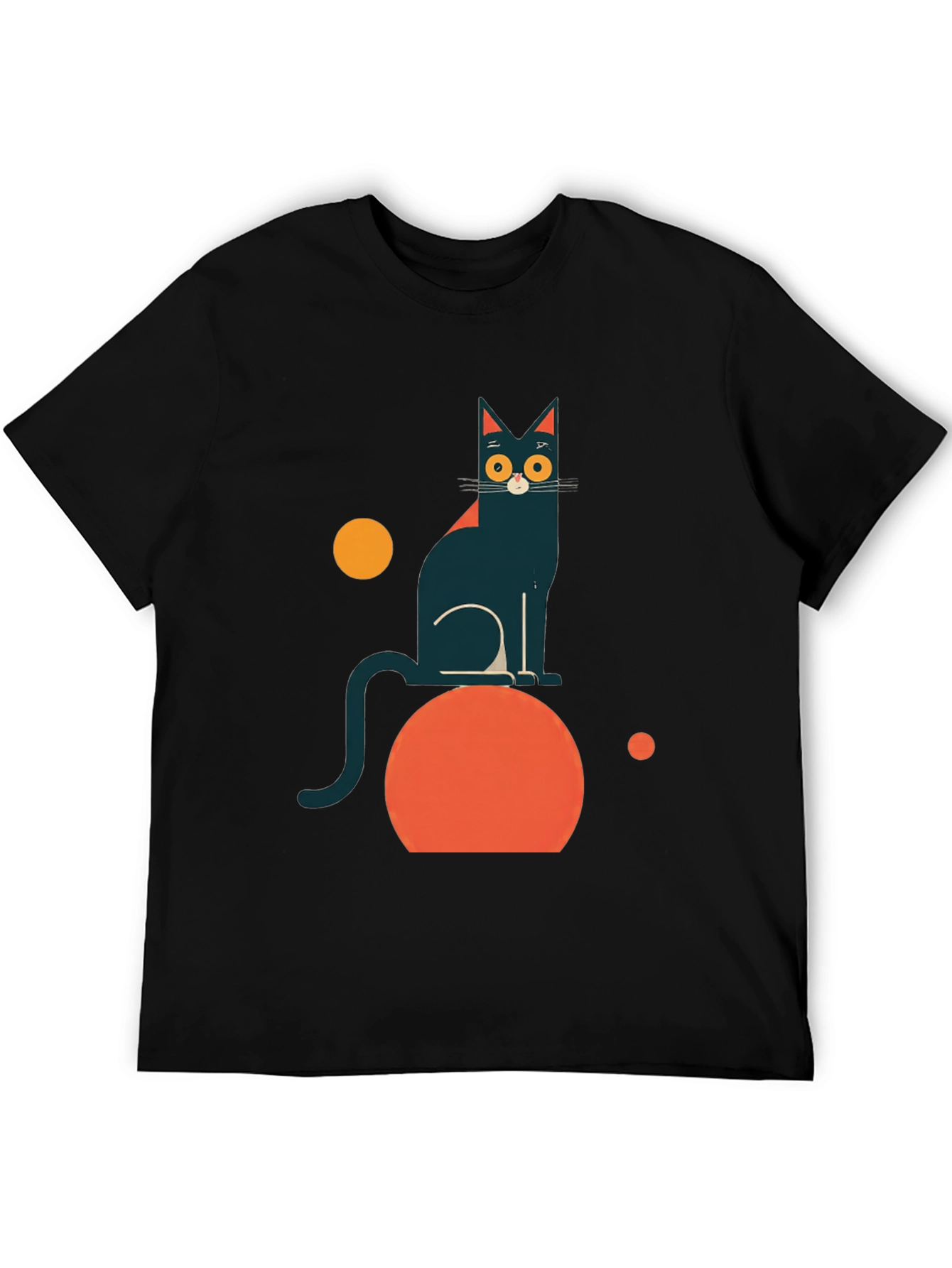 Abstract Cat Graphic Tee - Modern Black T-Shirt