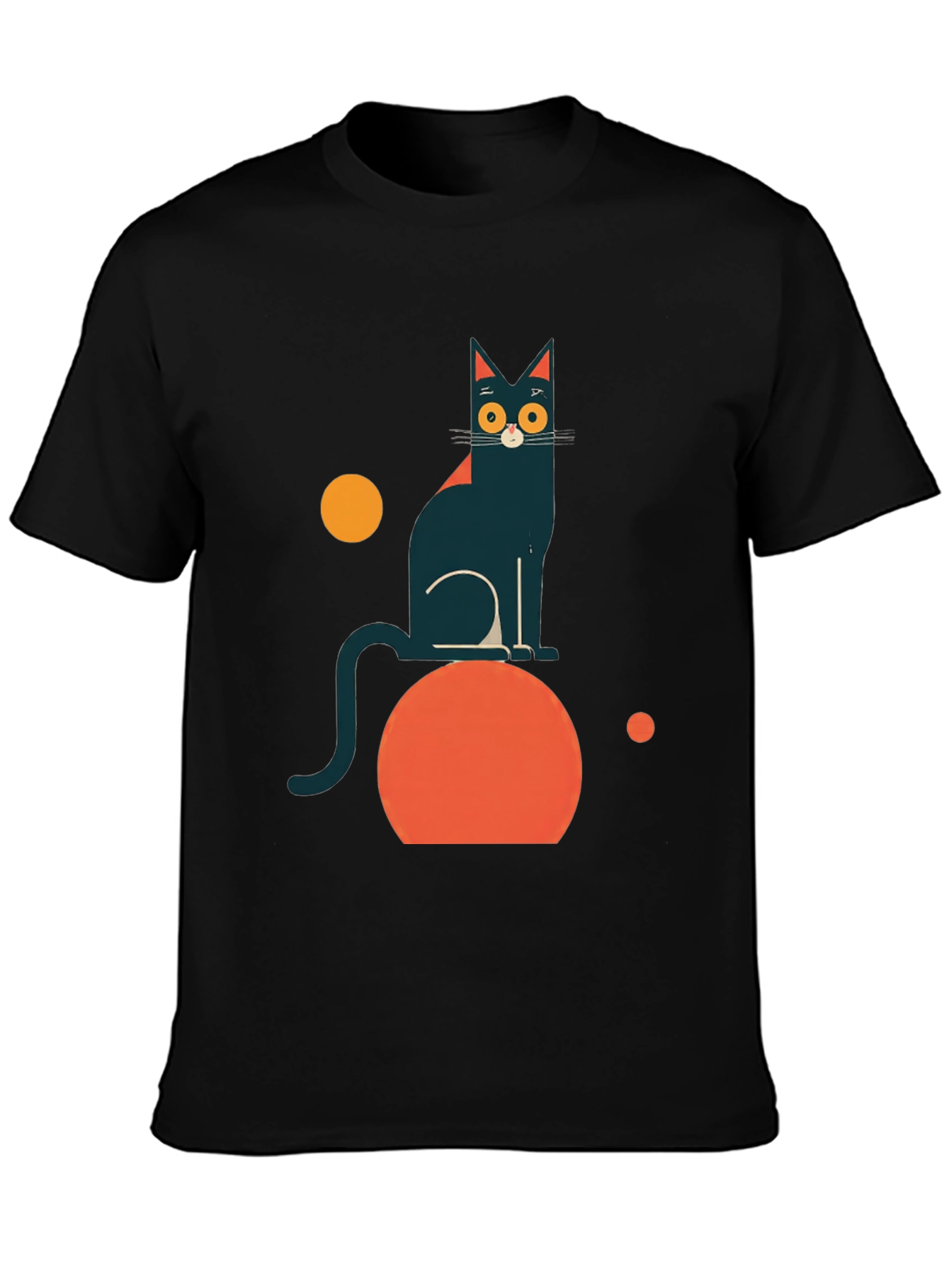 Abstract Cat Graphic Tee - Modern Black T-Shirt
