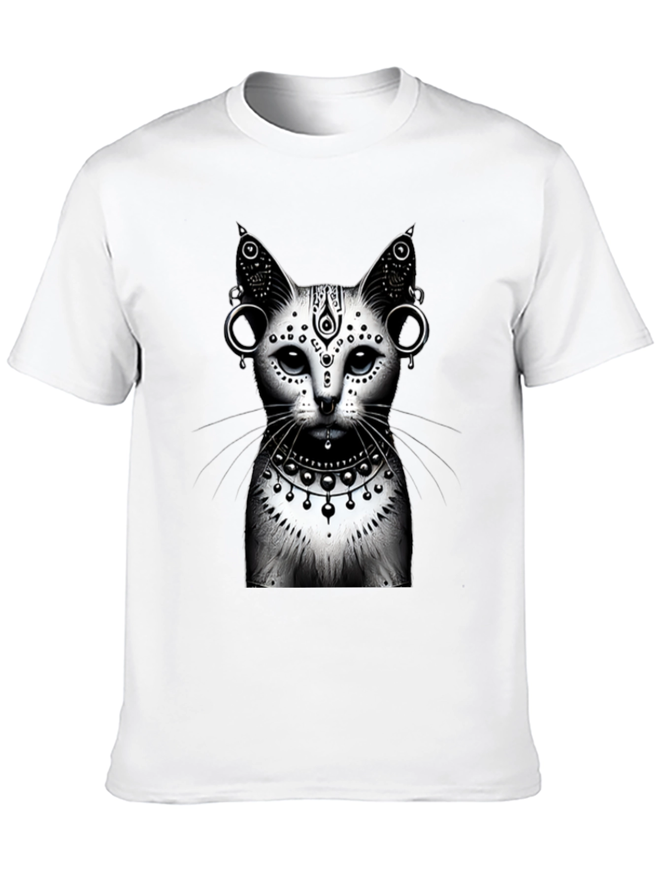 Mystic Cat Graphic Tee - Black Cotton T-Shirt