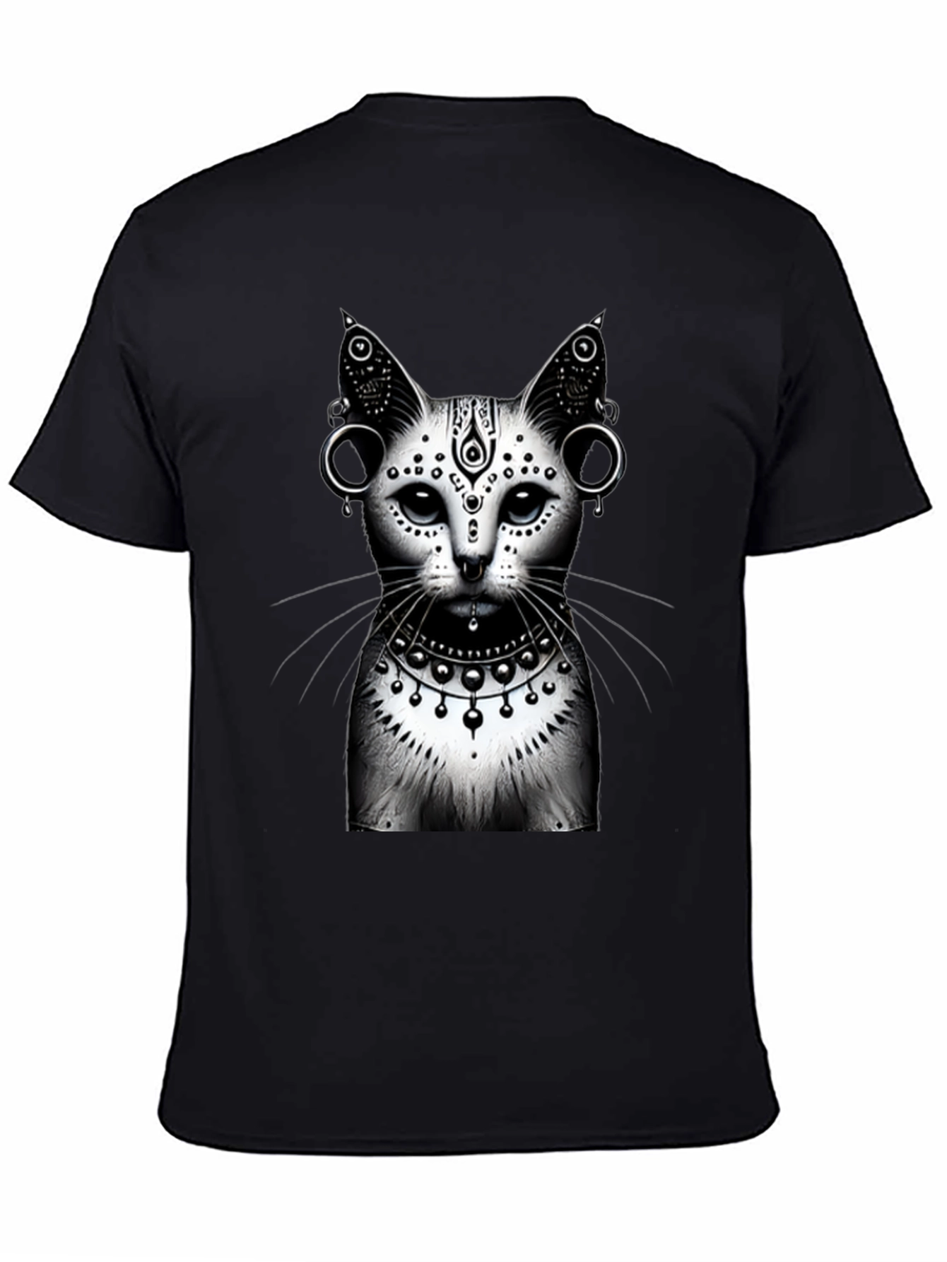 Mystic Cat Graphic Tee - Black Cotton T-Shirt