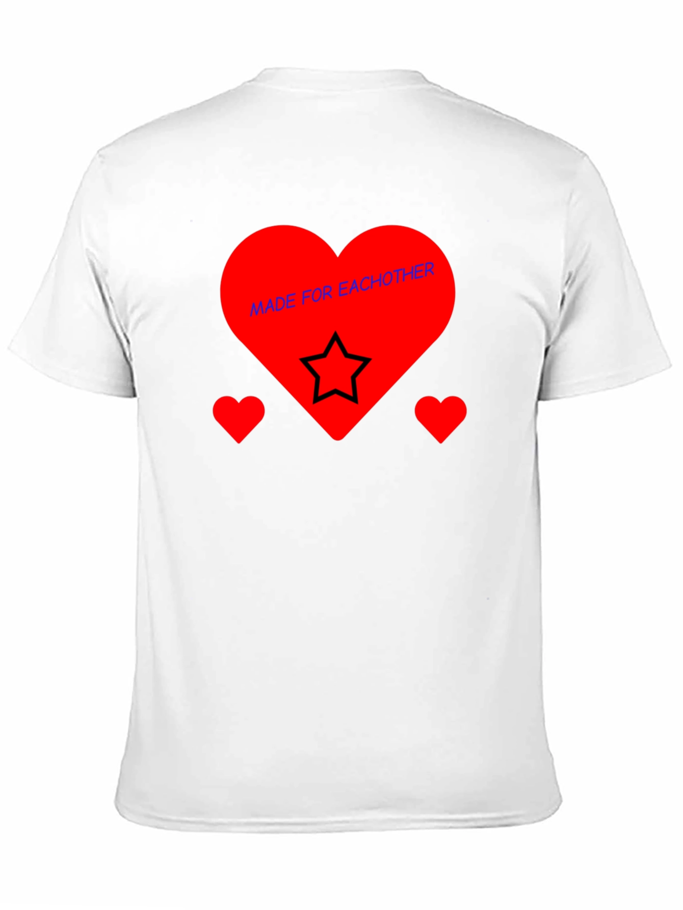 Romantic Heart Star Graphic Black T-Shirt