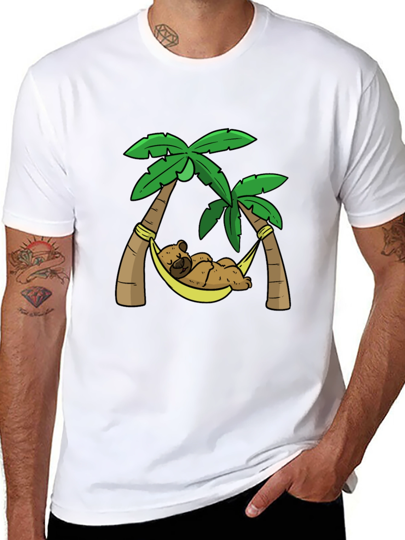 Relaxing Bear Palm Tree Graphic Tee