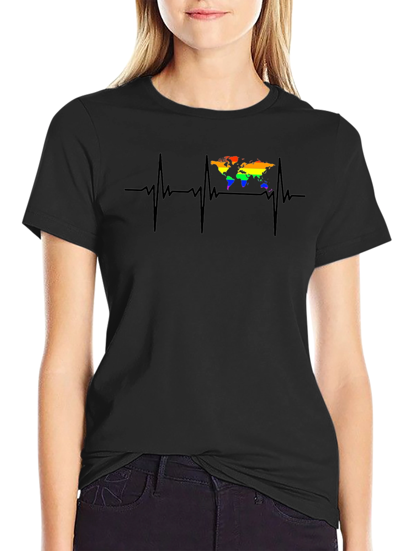 LGBT Heartbeat World Map T-Shirt