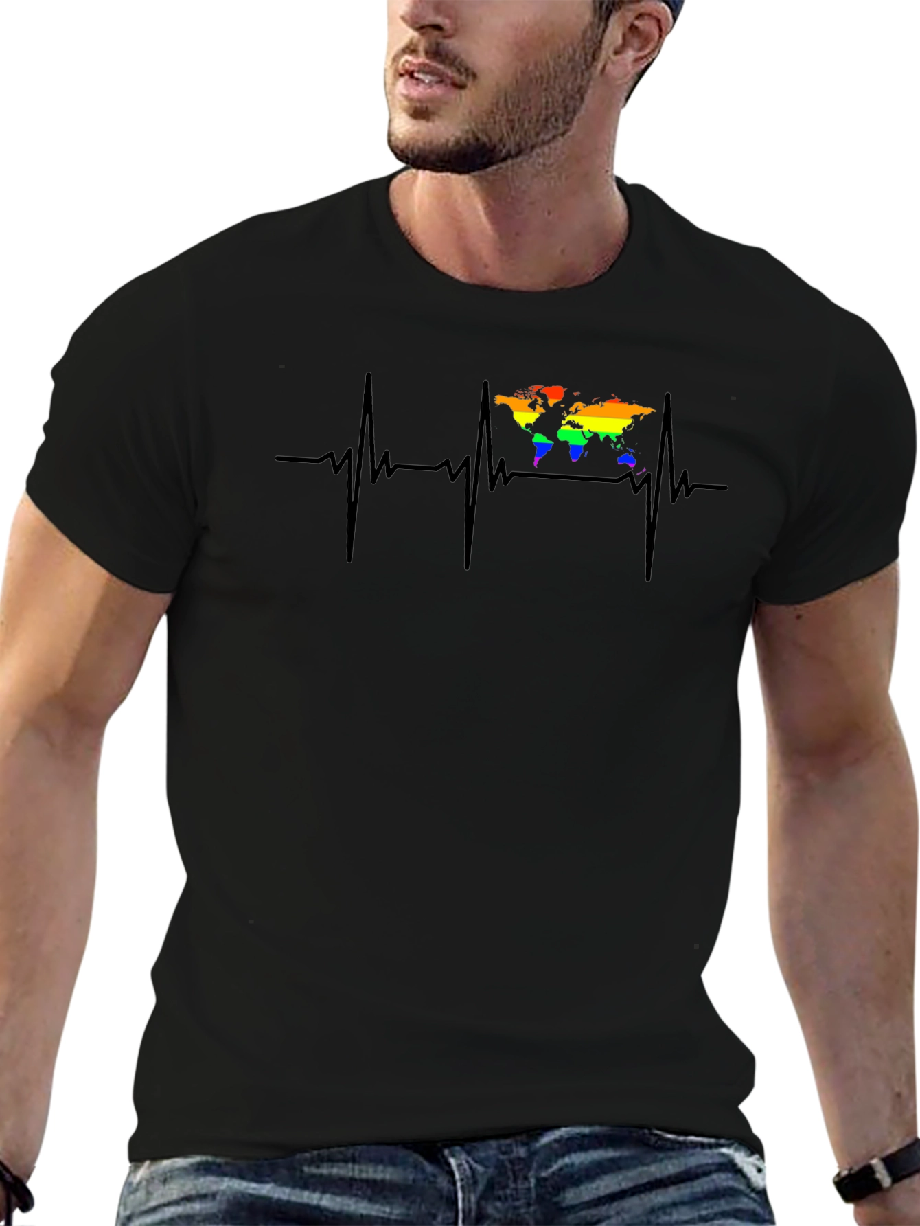 LGBT Heartbeat World Map T-Shirt