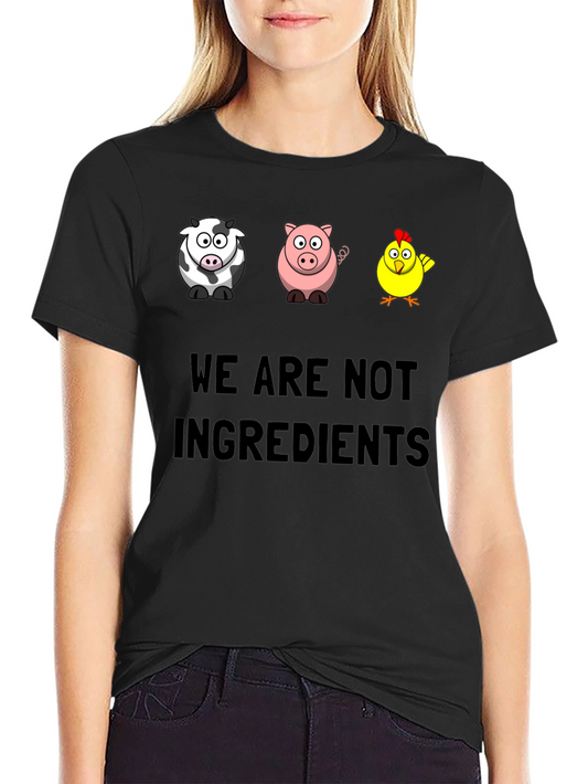 Vegan Animal Cartoon T-Shirt - We Are Not Ingredients