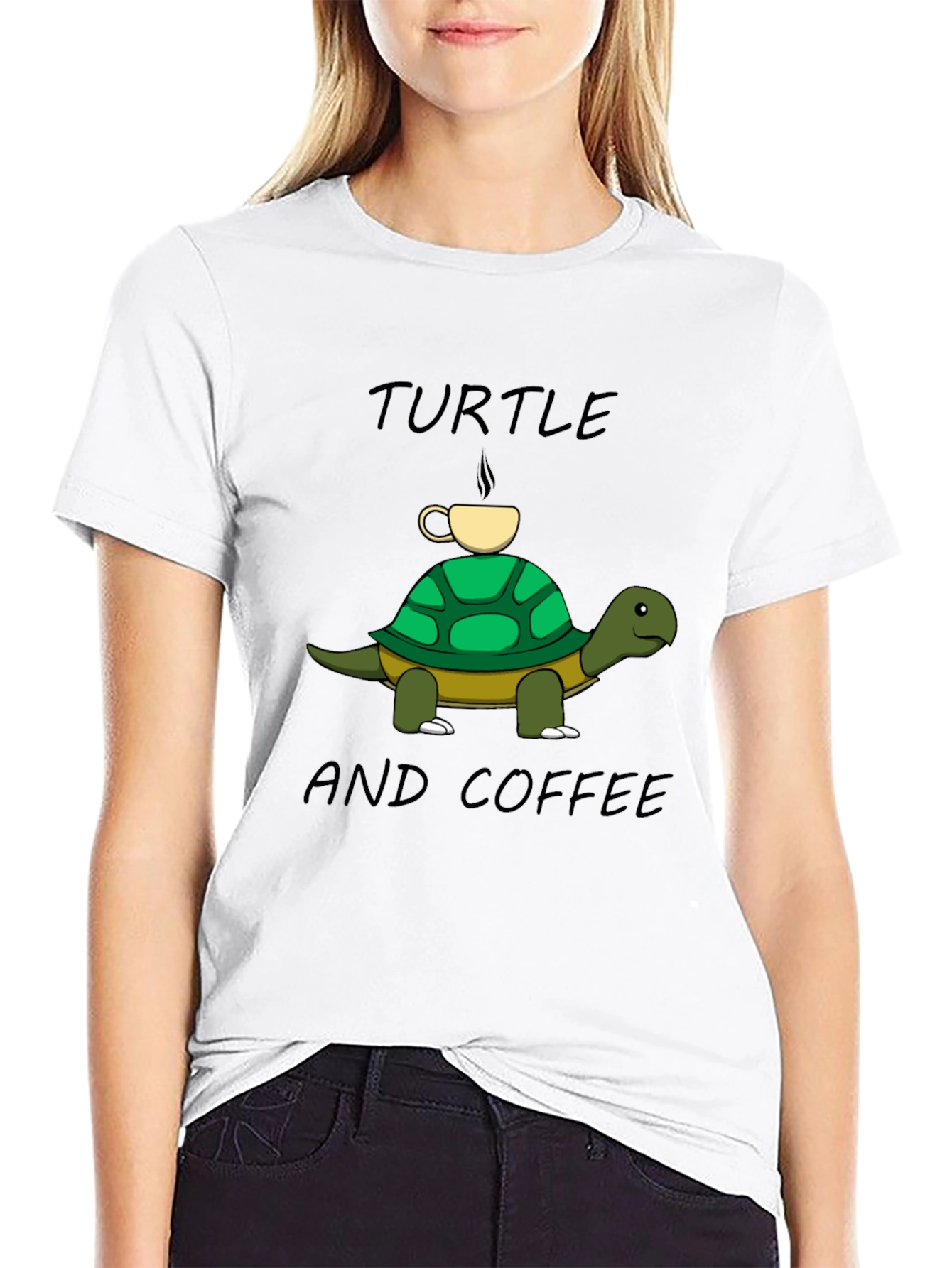 Turtle and Coffee Graphic Tee - Unisex Cotton T-Shirt
