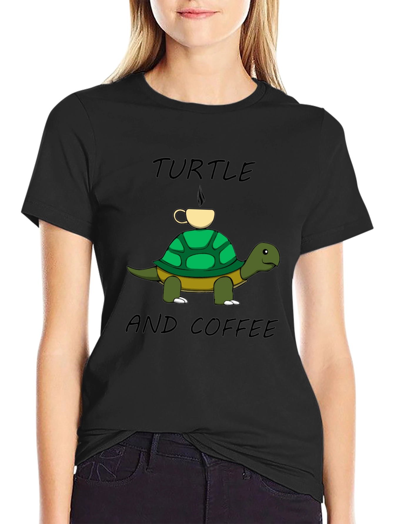 Turtle and Coffee Graphic Tee - Unisex Cotton T-Shirt