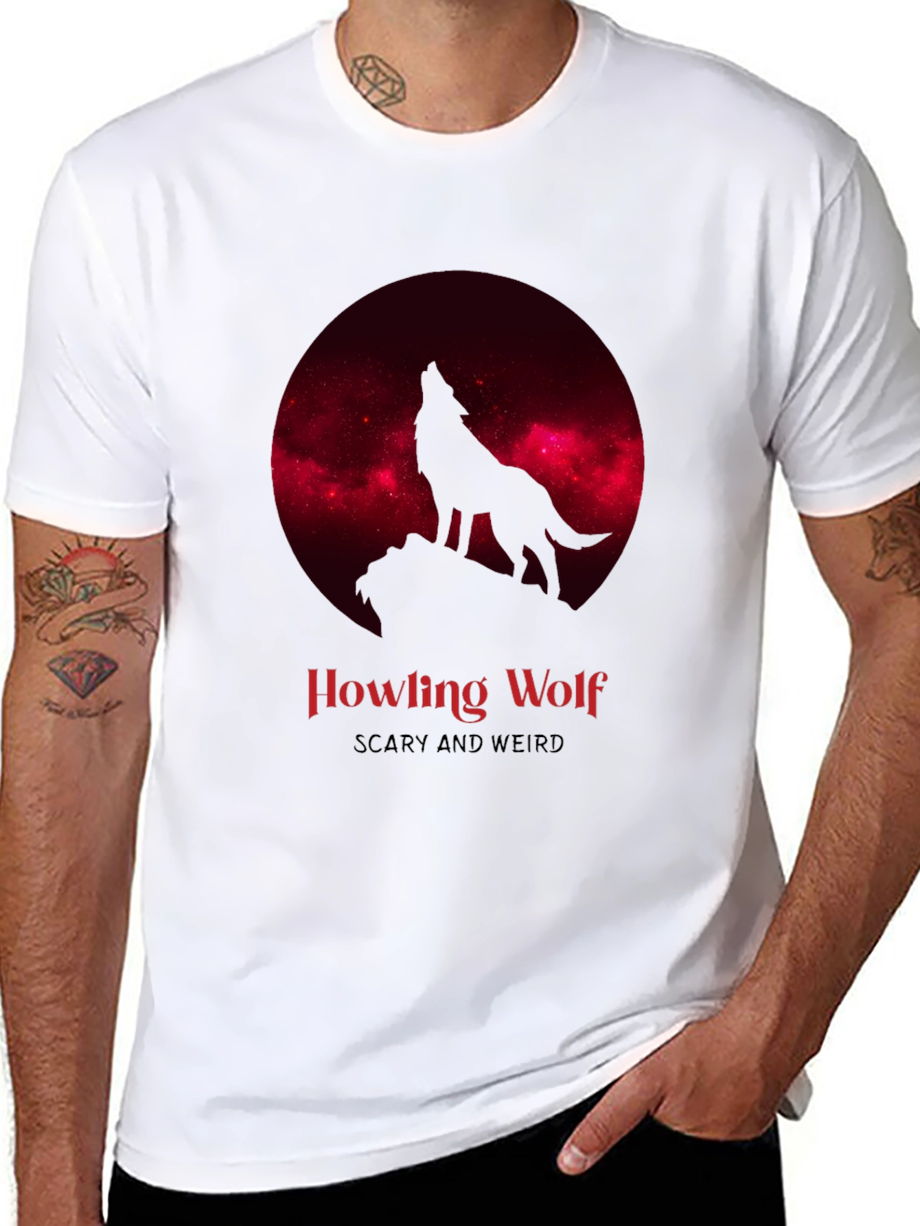 Howling Wolf Scary Weird Graphic Tee
