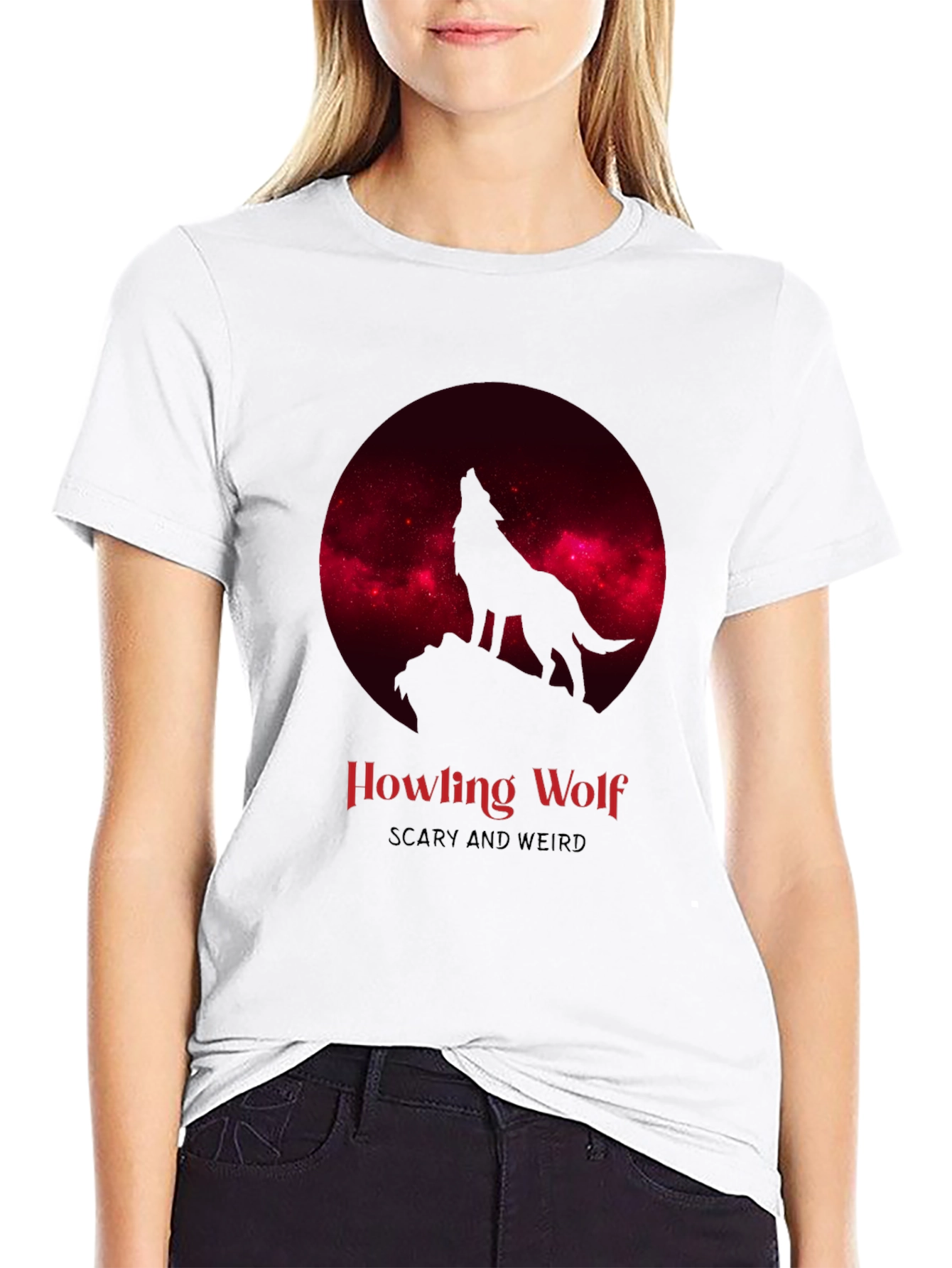 Howling Wolf Scary Weird Graphic Tee
