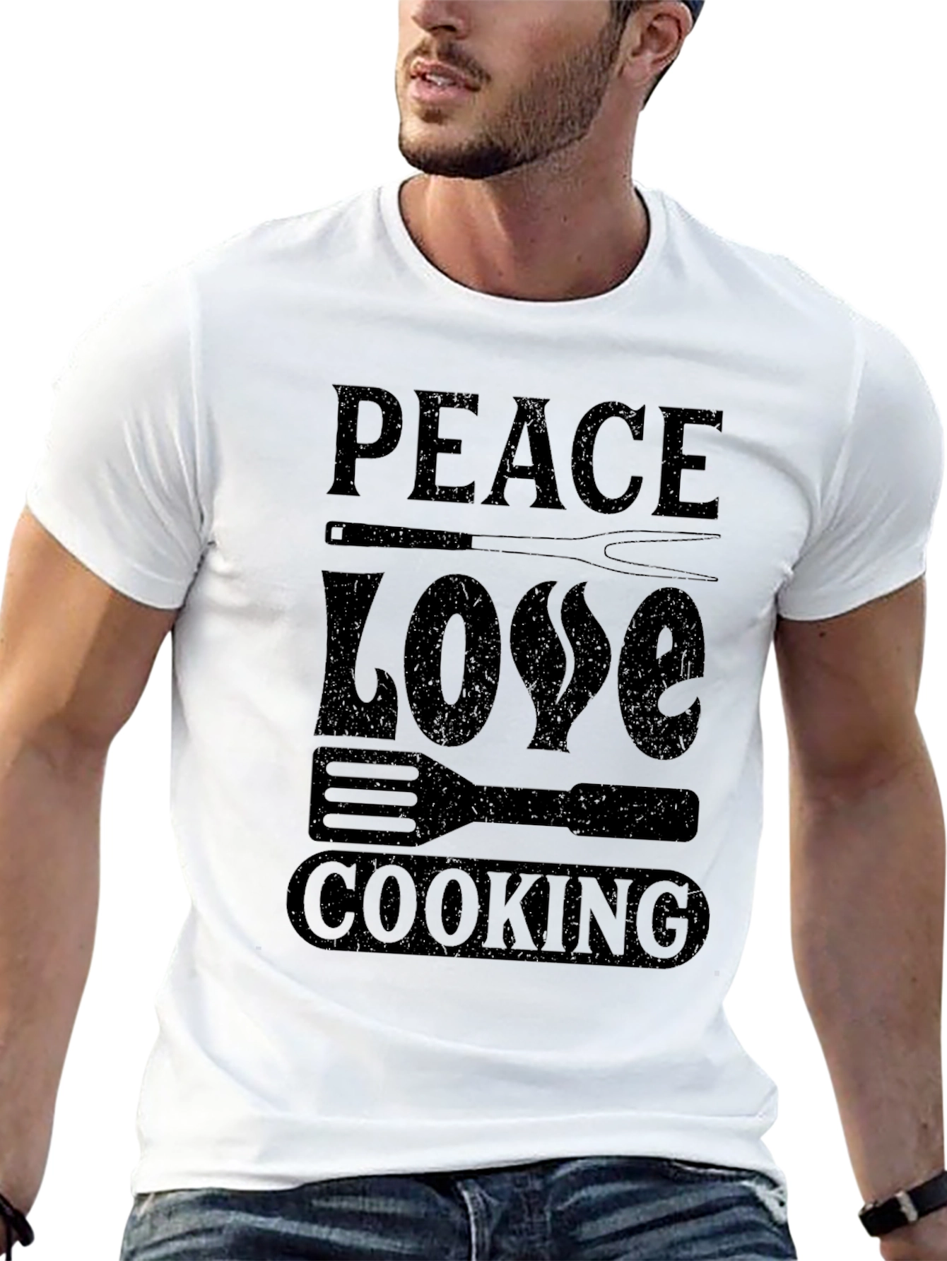 Peace Love Cooking Graphic Tee Shirt