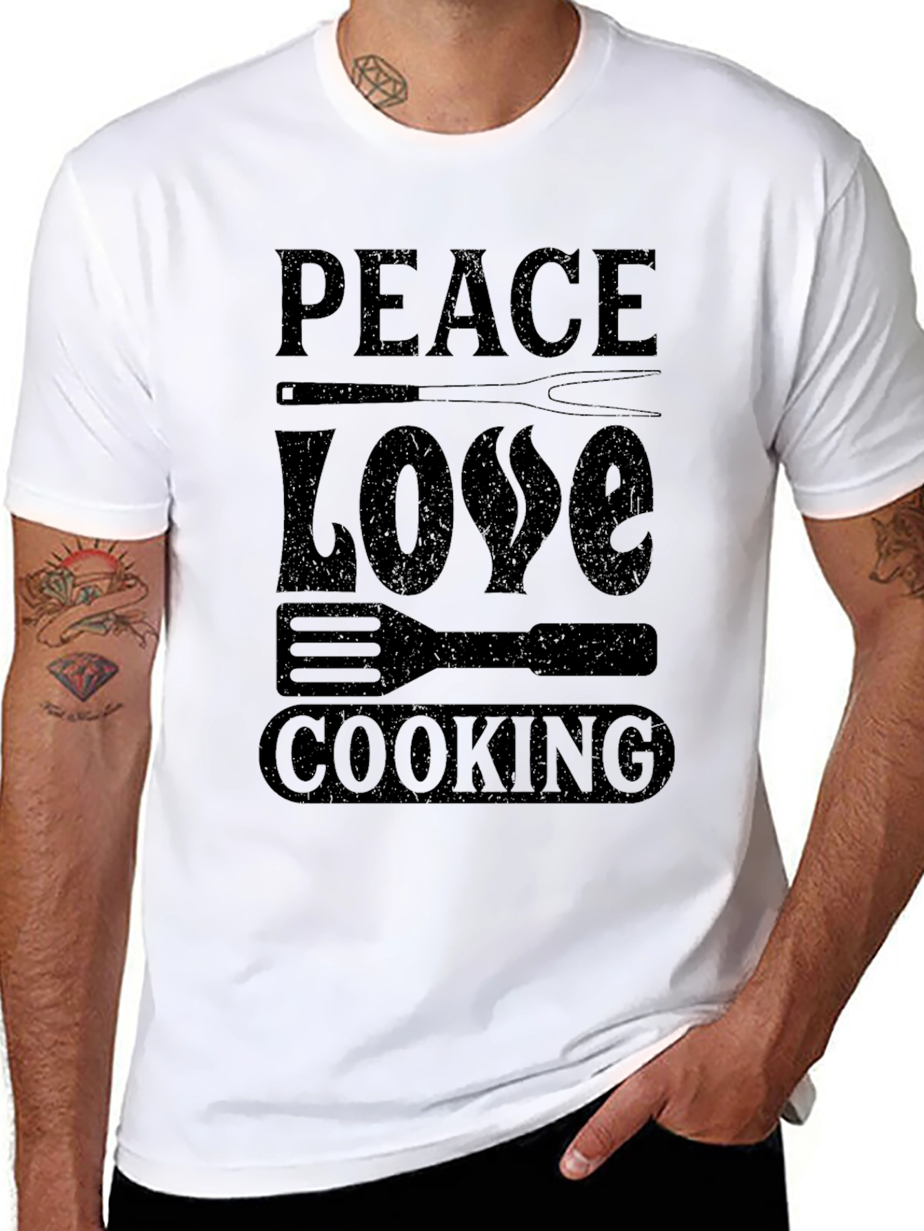 Peace Love Cooking Graphic Tee Shirt