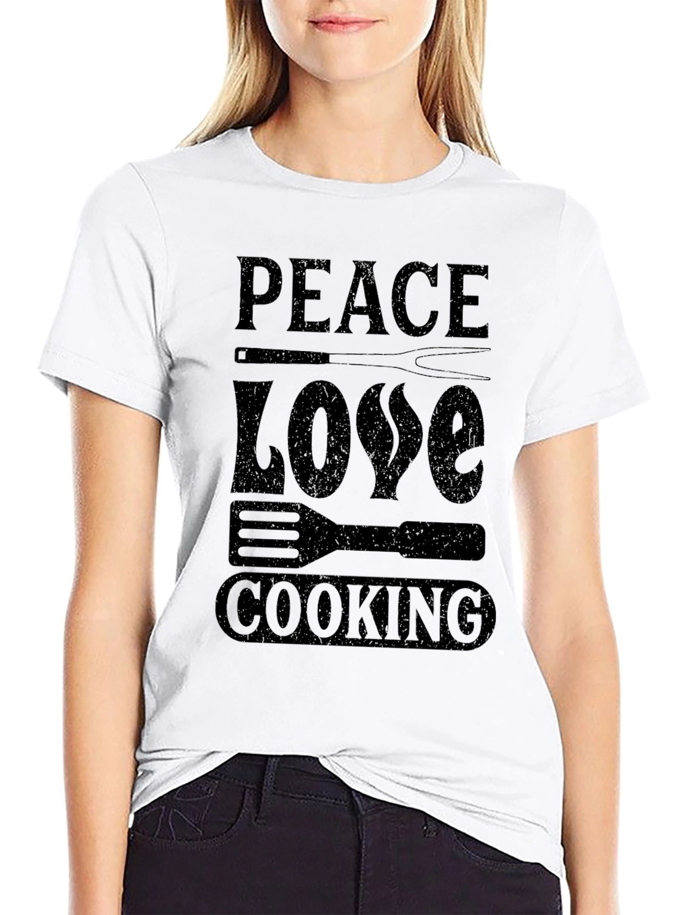 Peace Love Cooking Graphic Tee Shirt