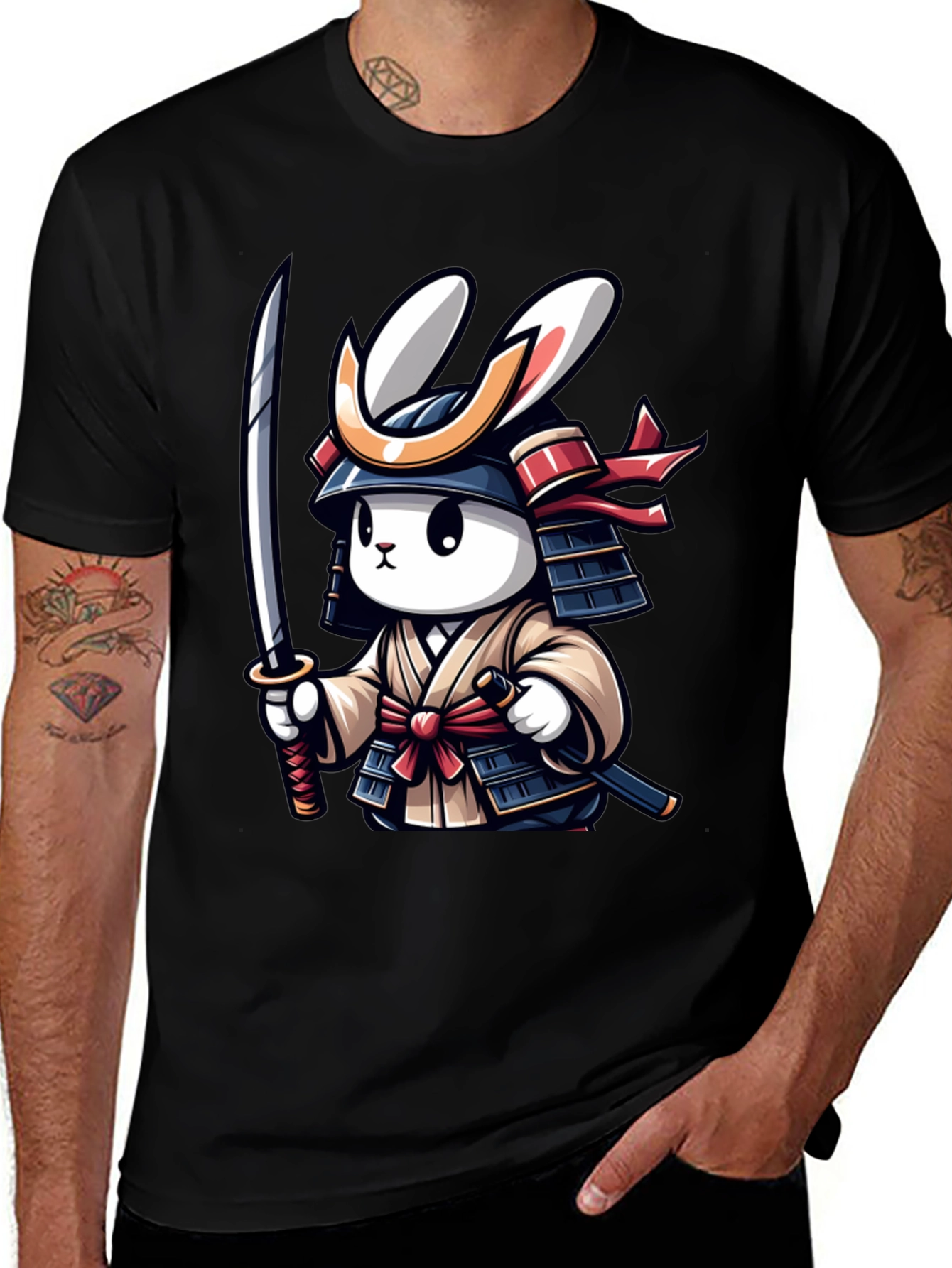 Samurai Rabbit Graphic T-Shirt - Unique Design