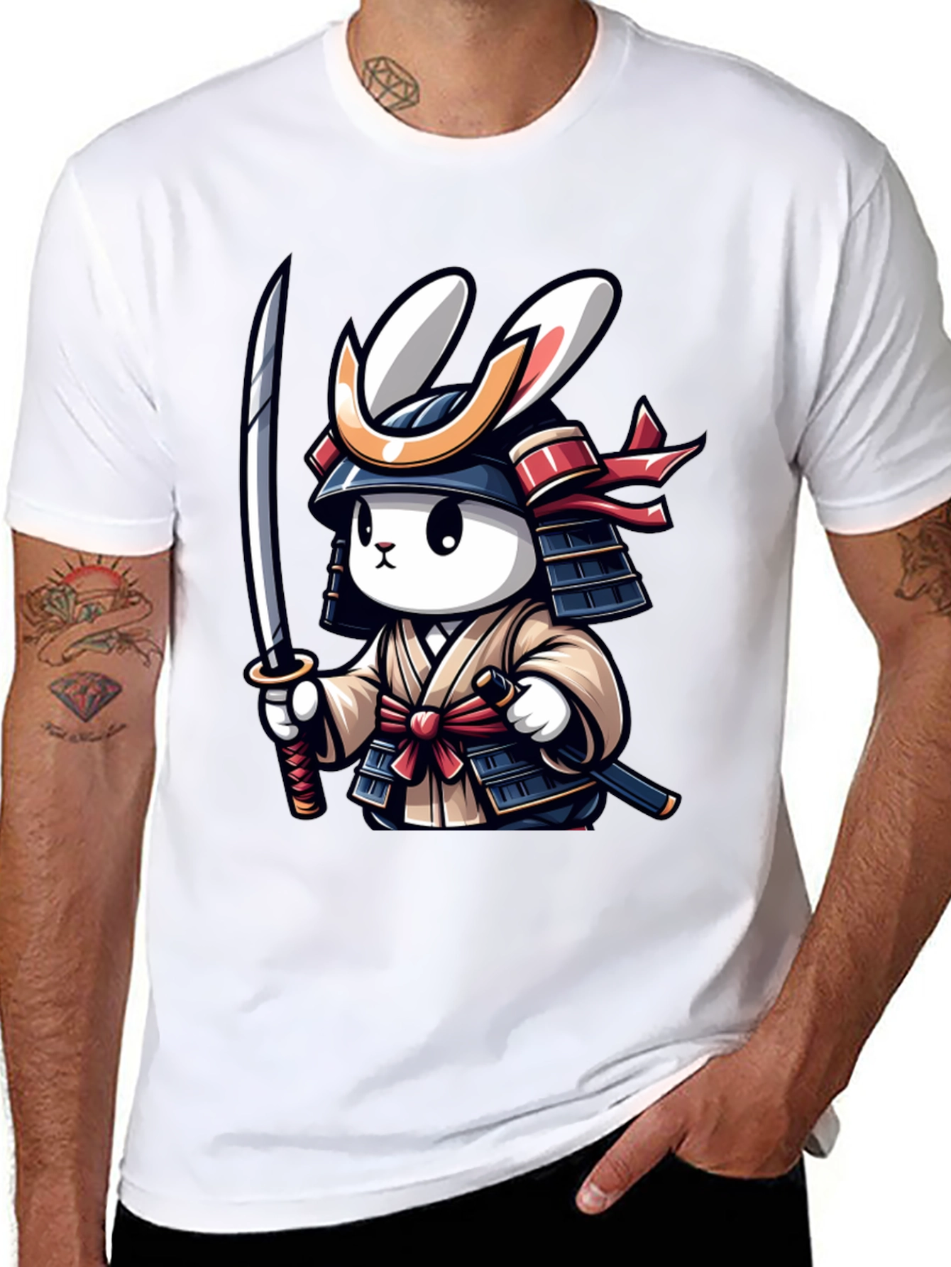 Samurai Rabbit Graphic T-Shirt - Unique Design