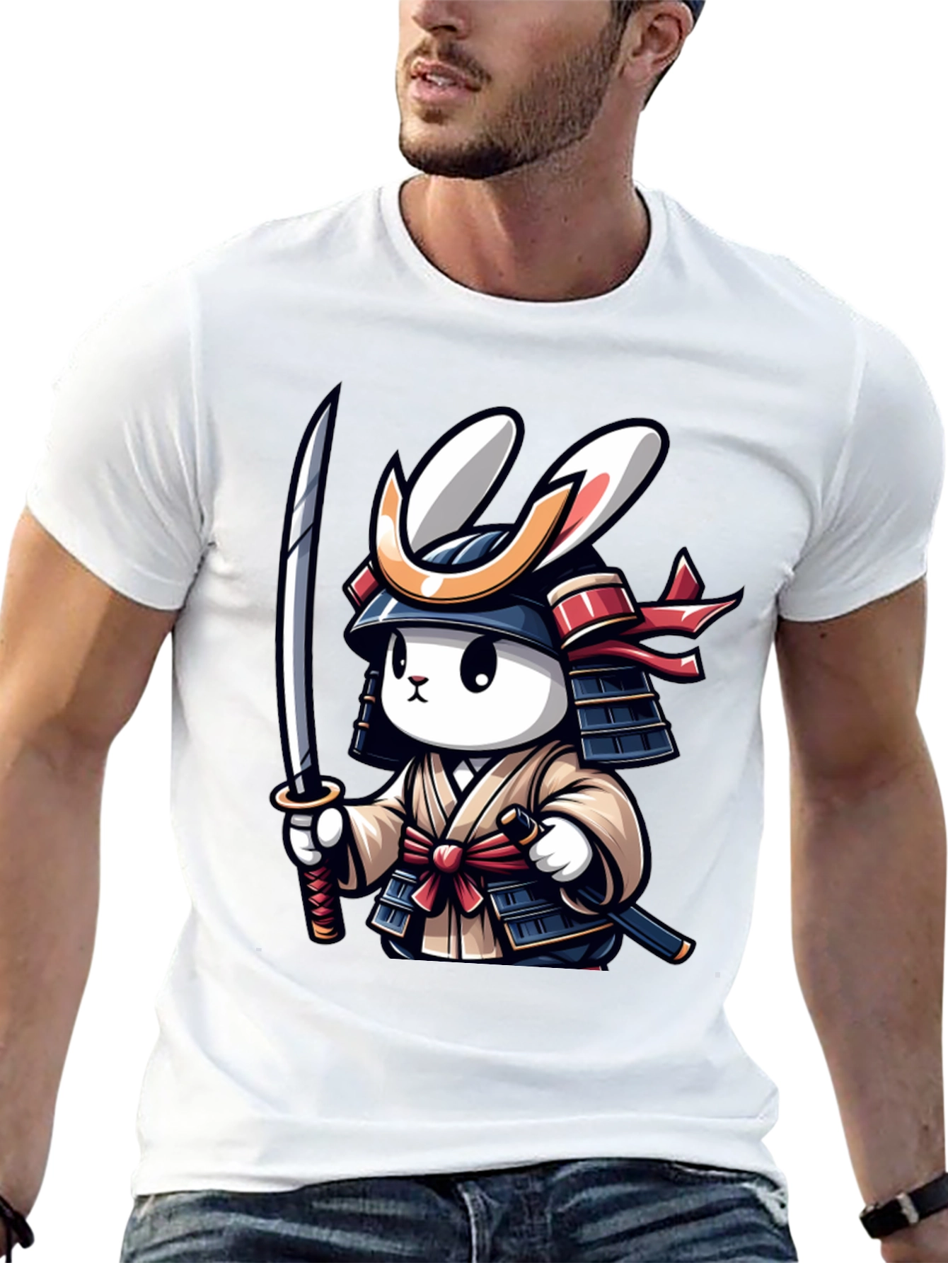 Samurai Rabbit Graphic T-Shirt - Unique Design