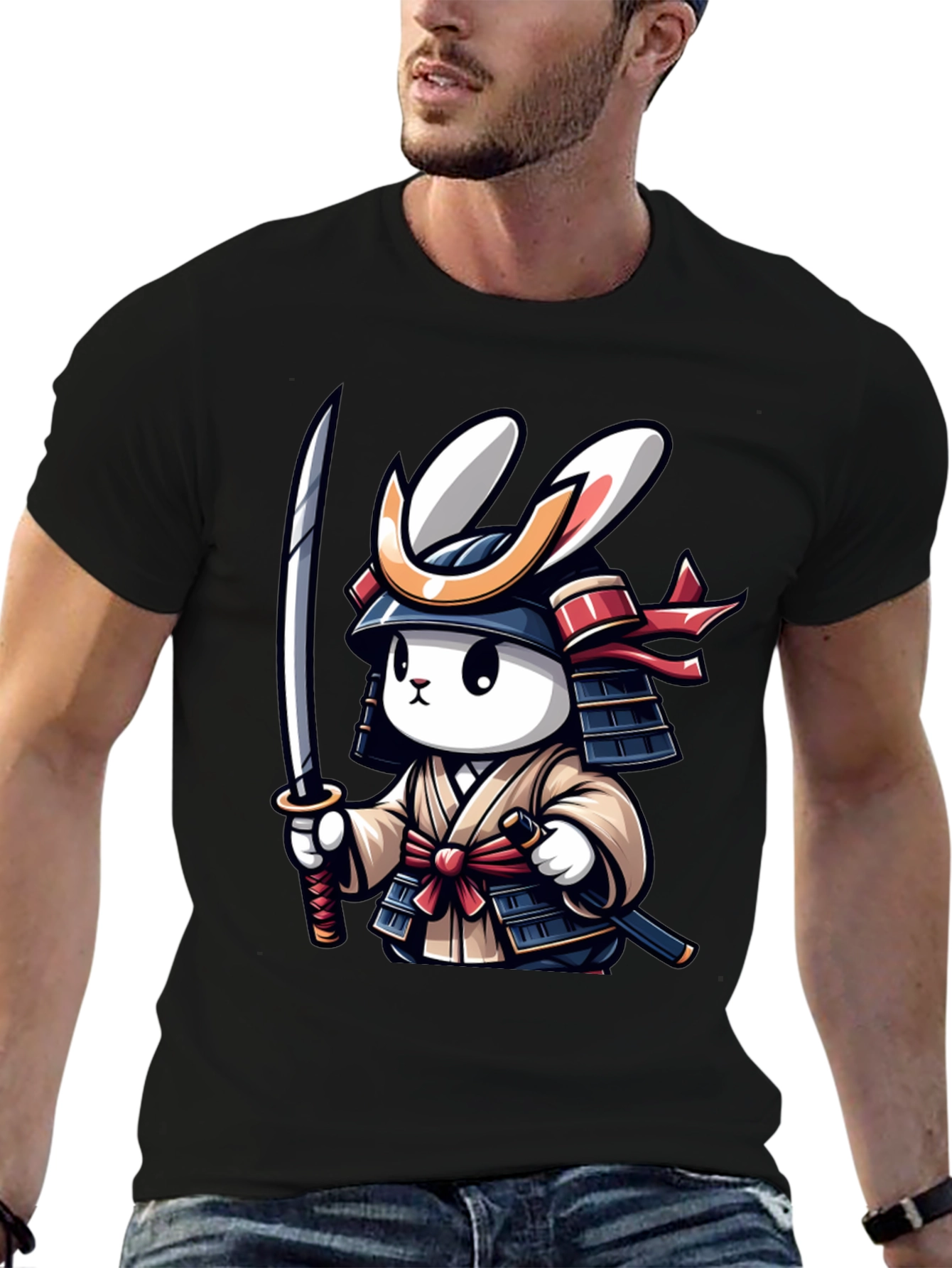 Samurai Rabbit Graphic T-Shirt - Unique Design
