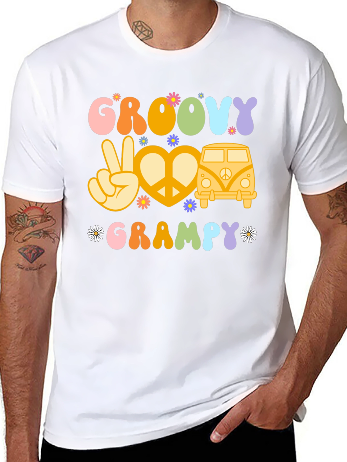 Groovy Grampy Hippie Peace T-Shirt