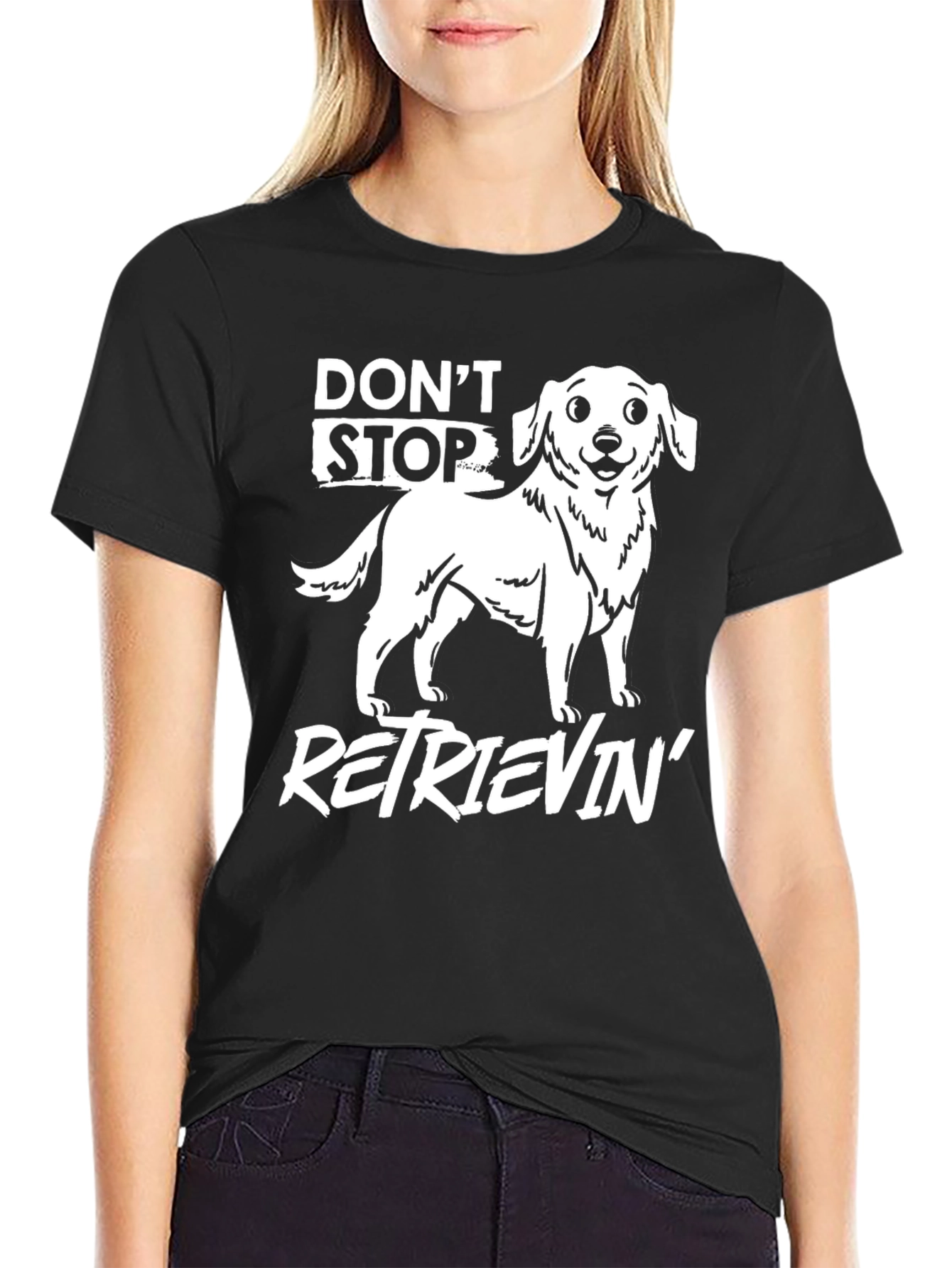 Dont Stop Retrievin Dog Graphic Tee - Black
