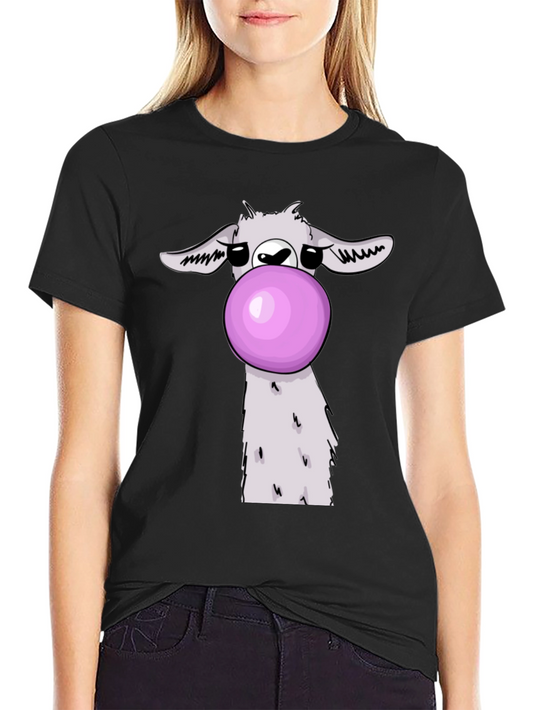 Llama Bubble Gum Graphic T-Shirt - Casual Black Tee