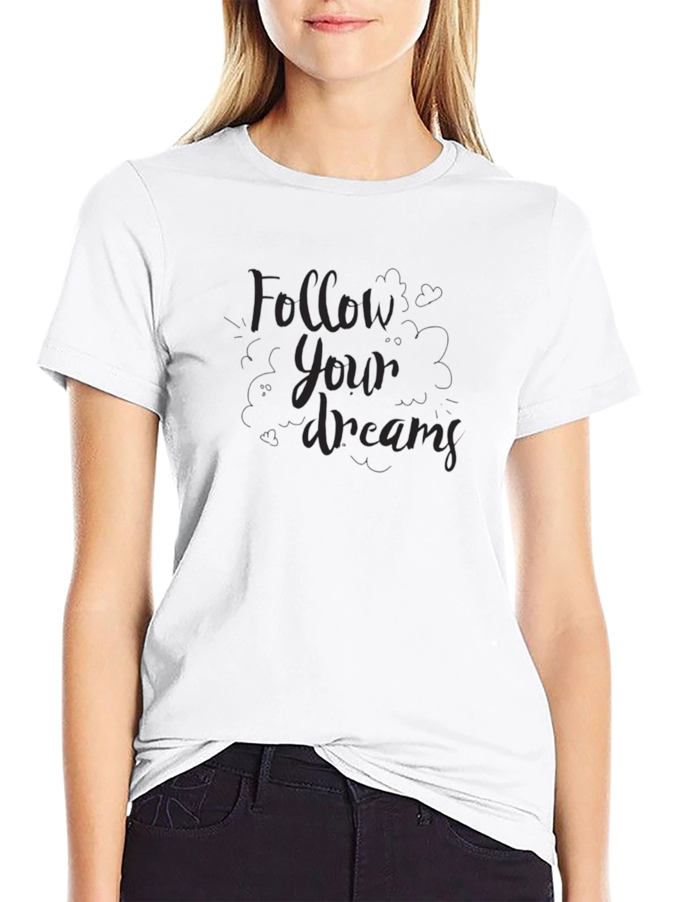 Follow Your Dreams Black Graphic T-Shirt