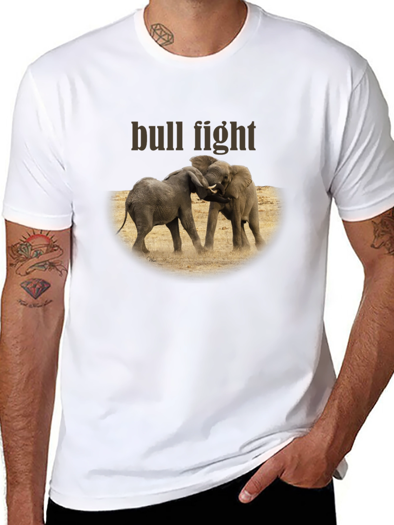 Elephant Bull Fight Graphic T-Shirt
