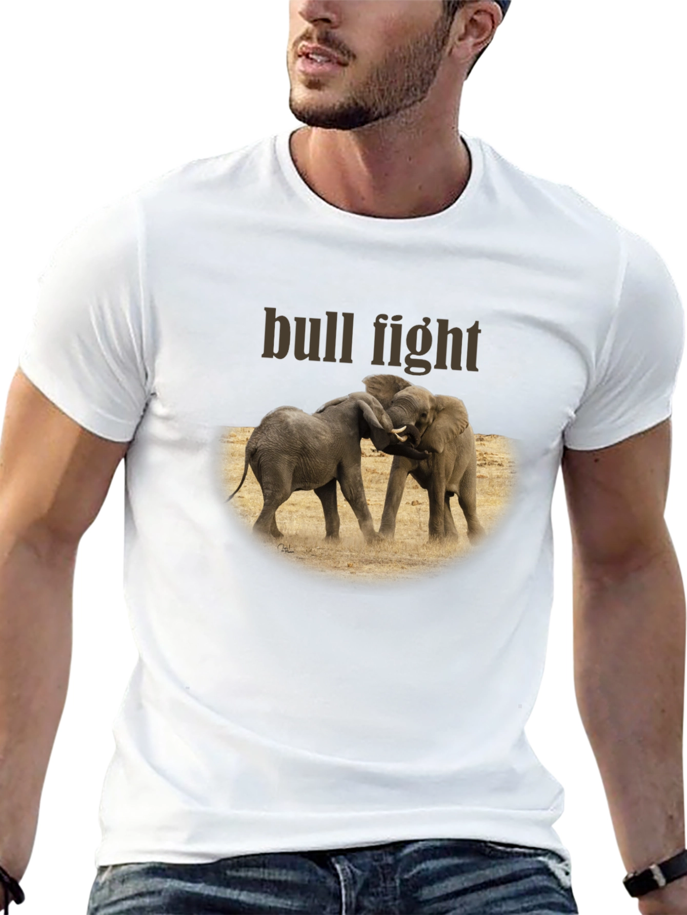 Elephant Bull Fight Graphic T-Shirt
