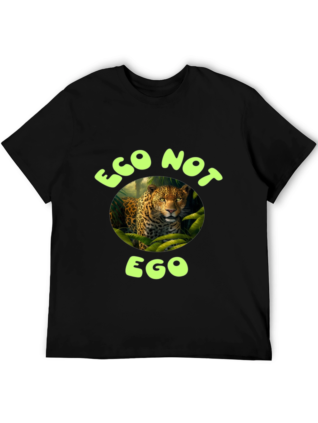 Eco Not Ego Leopard Graphic T-Shirt