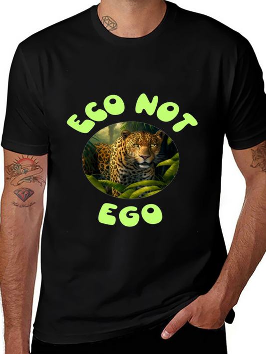 Eco Not Ego Leopard Graphic T-Shirt